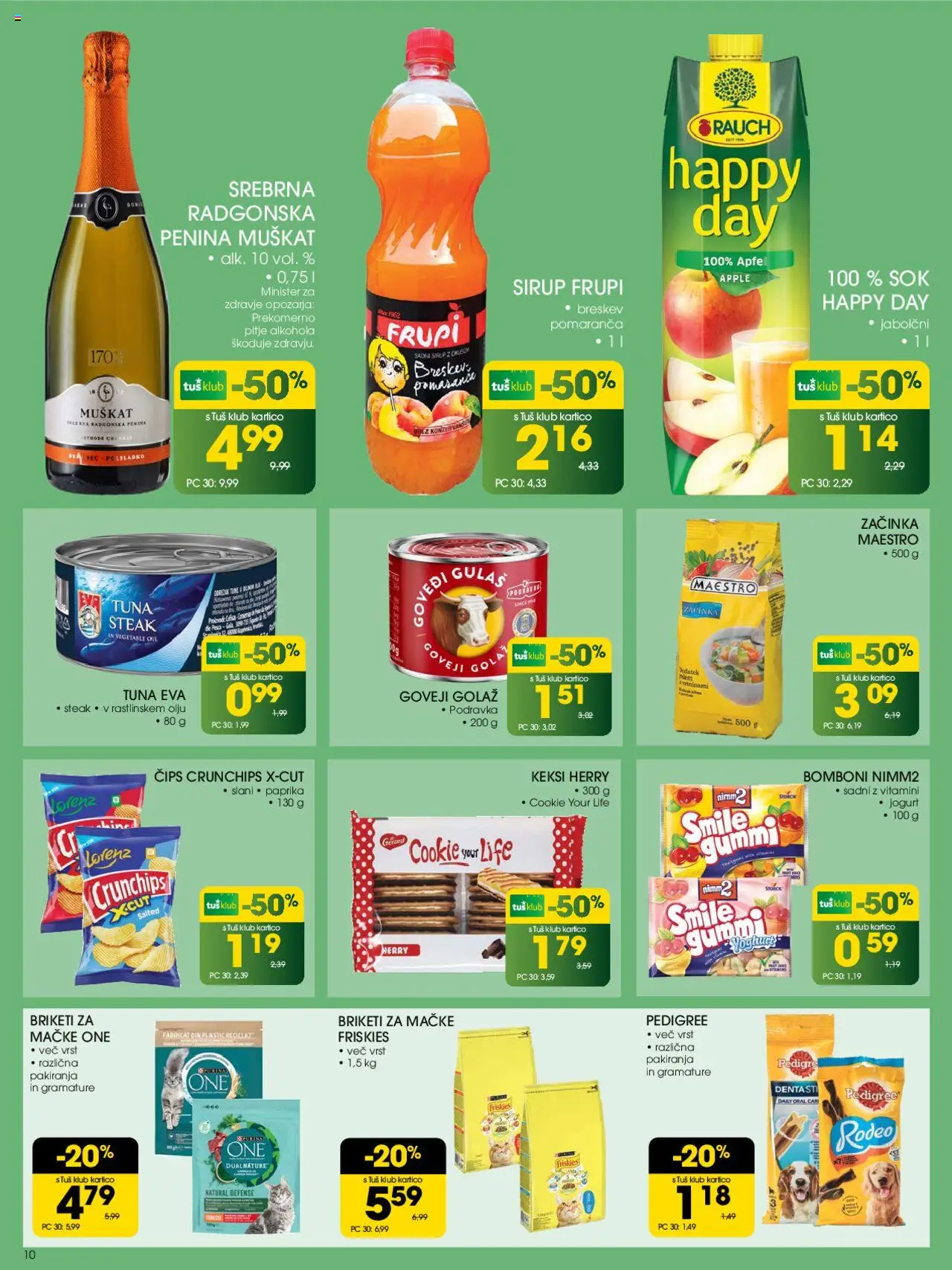 Tuš katalog │ velja od 27.08.2025 | Stran: 10 | Izdelki: Sirup, Penina, Sok, Cips
