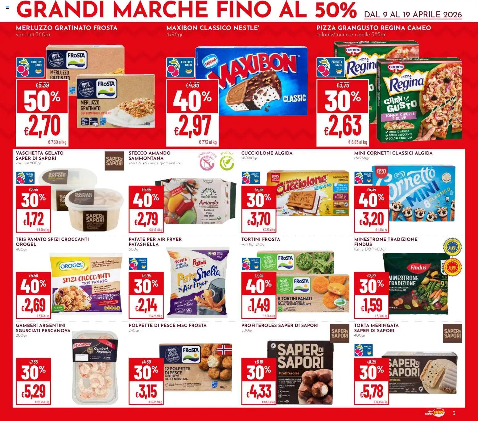 Volantino Pan del 09.04.2026 | Pagina: 3 | Prodotti: Pizza, Gamberi, Verdure, Olive