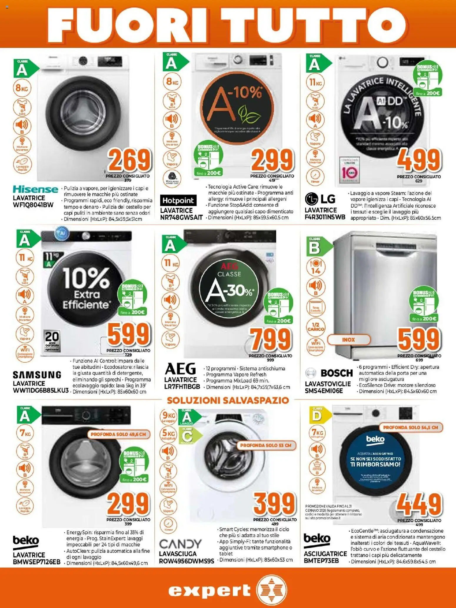 Volantino Expert del 27.12.2025 | Pagina: 2 | Prodotti: Asciugatrice, Smartphone, Aria condizionata, Samsung