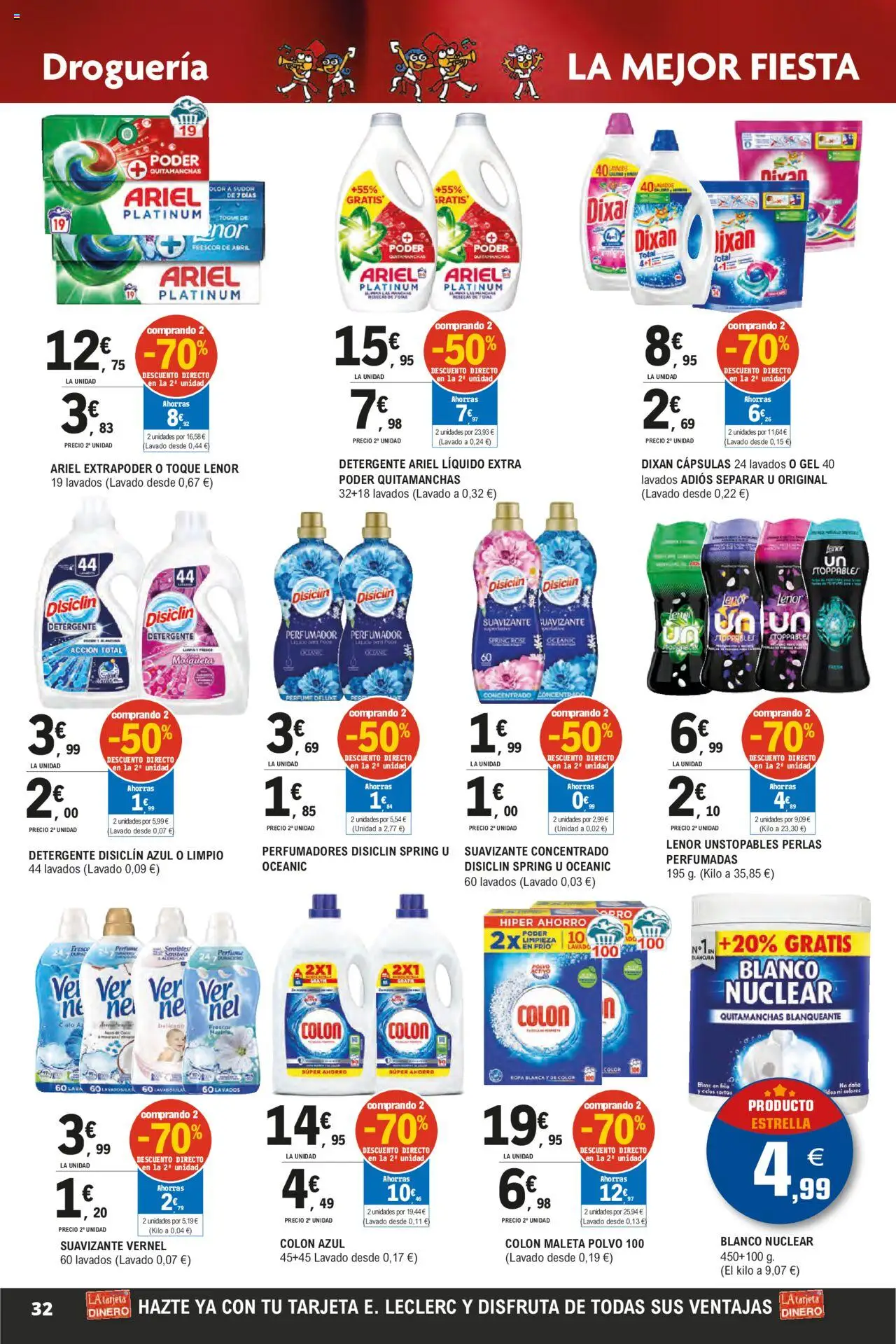 E.Leclerc - Descubre la Calidad y Frescura  │ válido desde el 18.06.2025 | Página: 32 | Productos: Quitamanchas, Detergente, Maleta, Suavizante