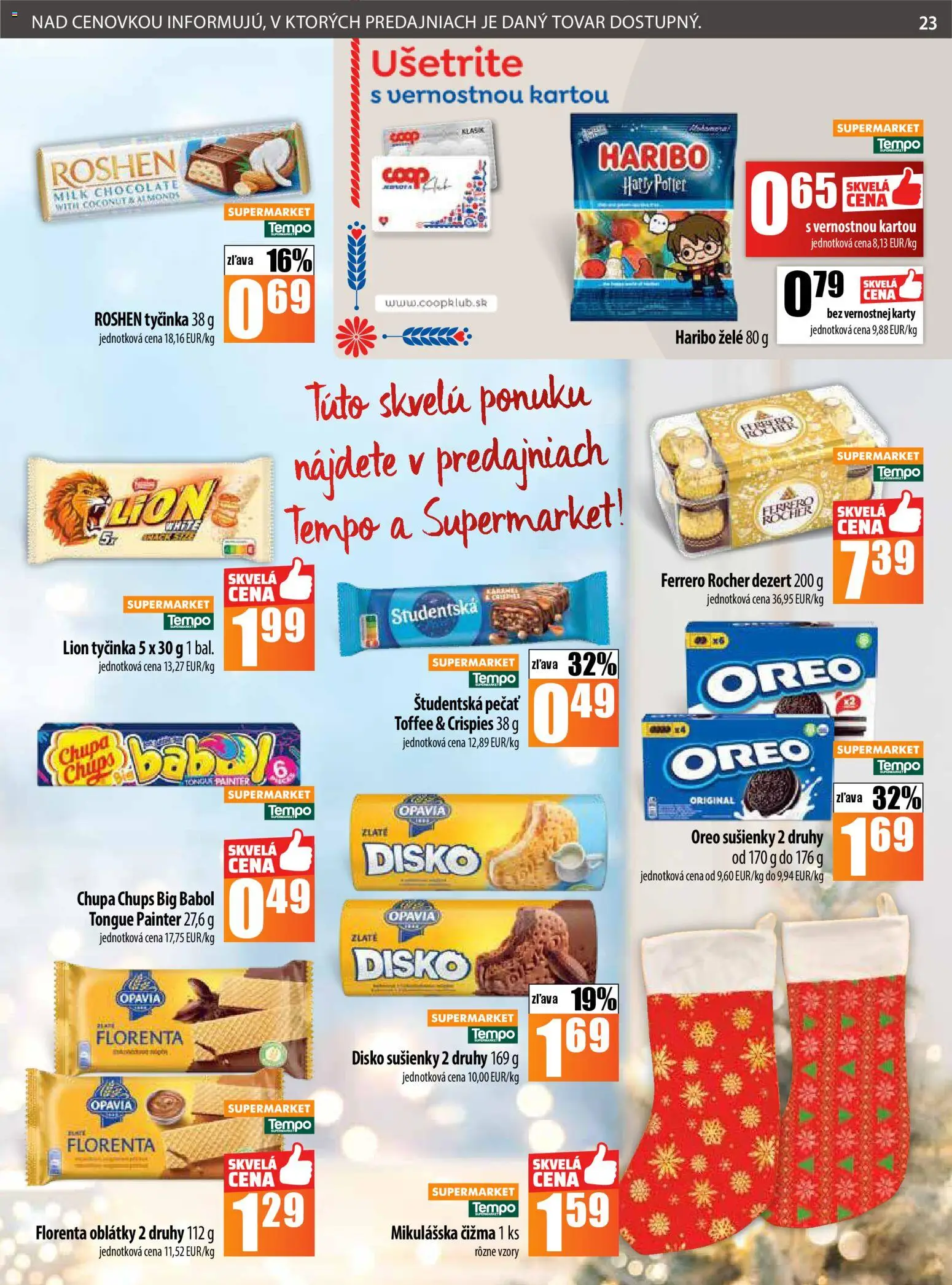 Nové COOP Jednota akcie – leták je platný od 27.11.2025 | Strana: 23 | Produkty: Študentská pečať, Ferrero Rocher