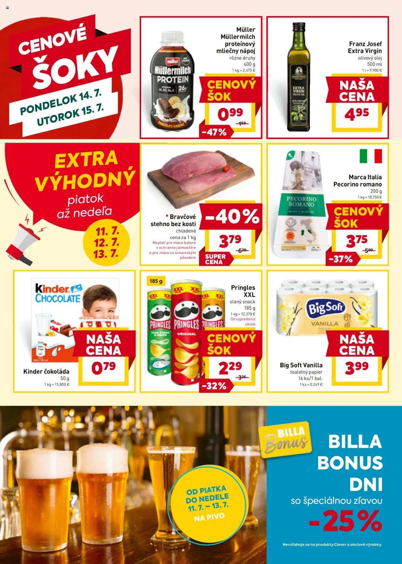 Billa leták │ platný od 09.07.2025 | Strana: 20 | Produkty: Olej, Protein, Bravčové stehno, Čokoláda