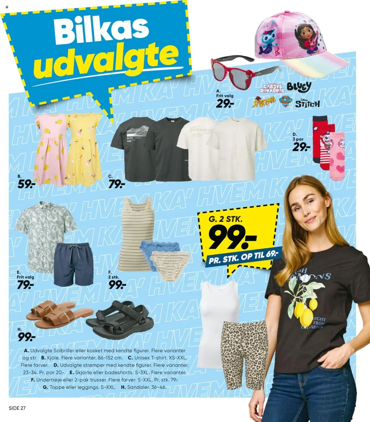 Bilka Tilbudsavis gyldig fra 27.06.2025 | Side: 46 | Produkter: T-shirt, Trusser, Sandaler, Kjole