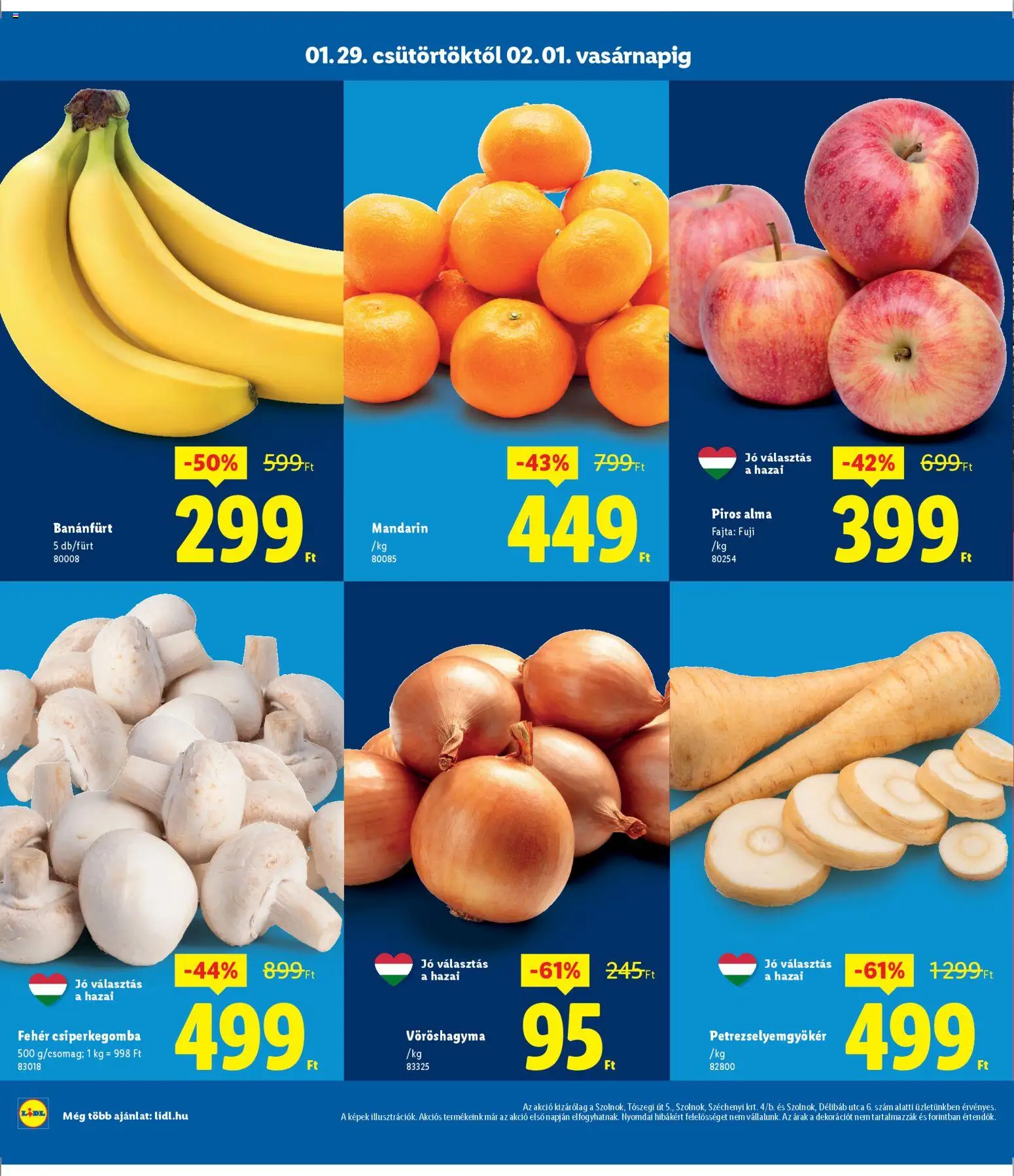 Lidl akciós ujság - amely érvényes a következő dátumtól: 29.01.2026 | Oldal: 2 | Termékek: Csiperkegomba, Vöröshagyma, Alma, Mandarin
