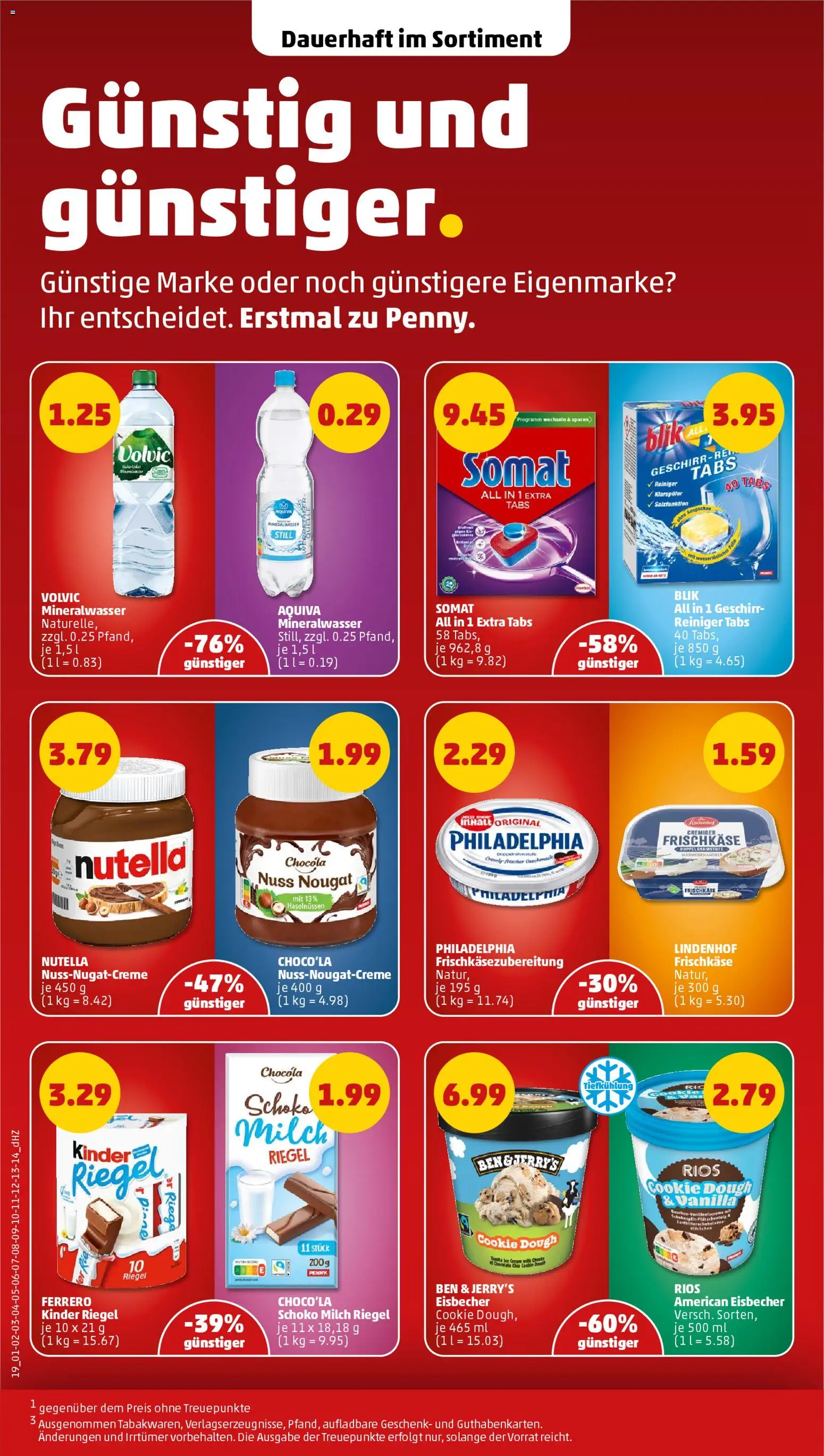 Penny Prospekt 	 – gültig ab 20.04.2026 | Seite: 24 | Produkte: Philadelphia, Kinder riegel, Klarspüler, Volvic