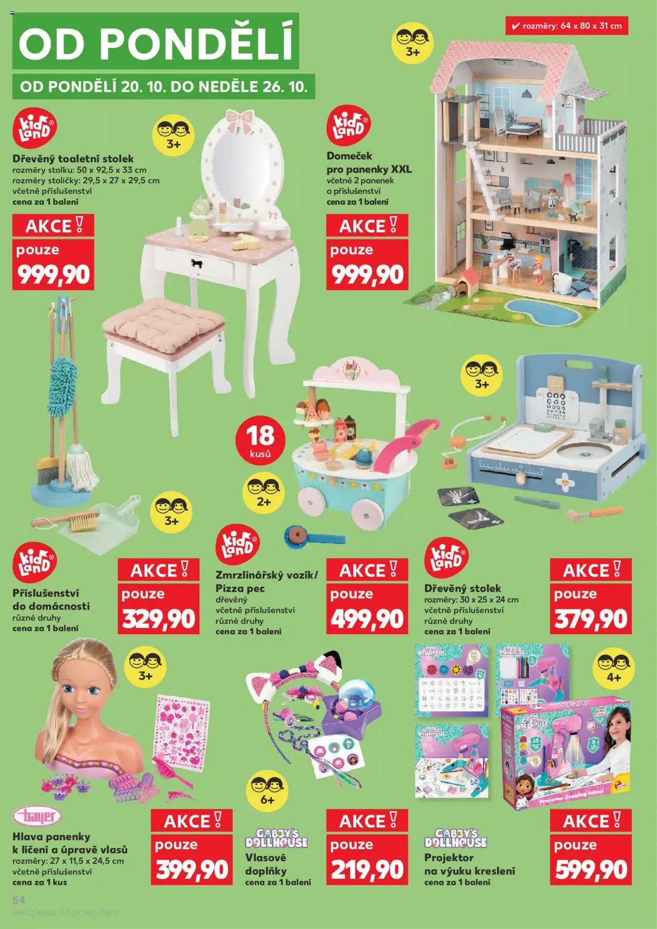 Kaufland leták - Kolín od 15.10.2025 | Strana: 54 | Produkty: Pizza, Projektor, Gabby's Dollhouse, Dřevěný toaletní stolek