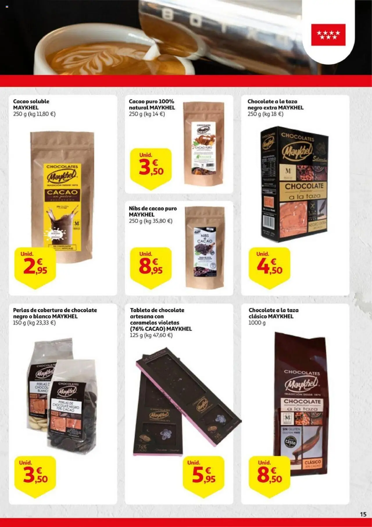 Alcampo - Alimentos de Madrid │ válido desde el 02.10.2025 | Página: 15 | Productos: Chocolate, Tableta, Cacao soluble, Φρυγανιές σικάλεως