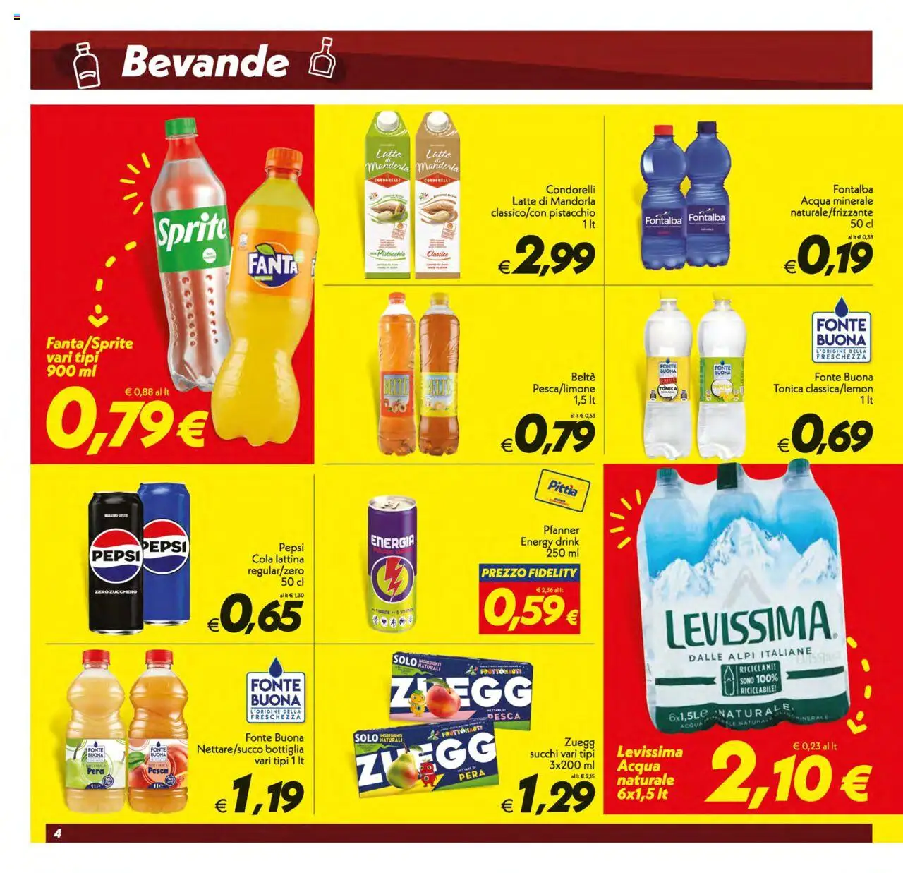 Volantino SuperConveniente del 12.08.2025 | Pagina: 4 | Prodotti: Acqua naturale, Acqua minerale, Pepsi, Bottiglia