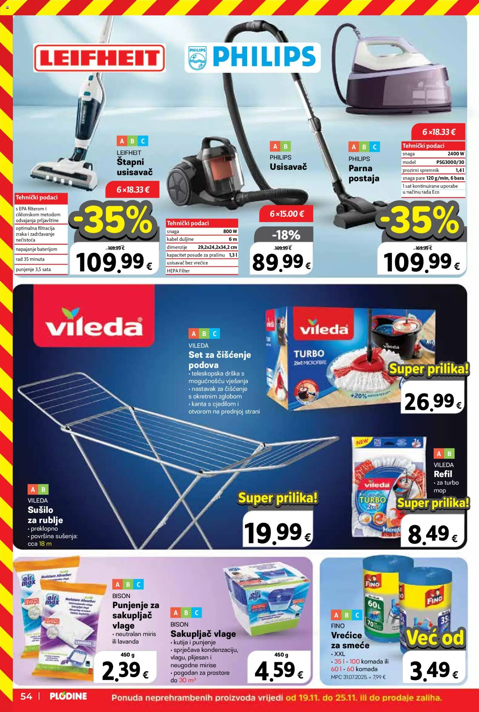 Plodine katalog | vrijedi od 19.11.2025 | Stranica: 54 | Proizvodi: Kutija, Sušilo za rublje, Sat, Vileda
