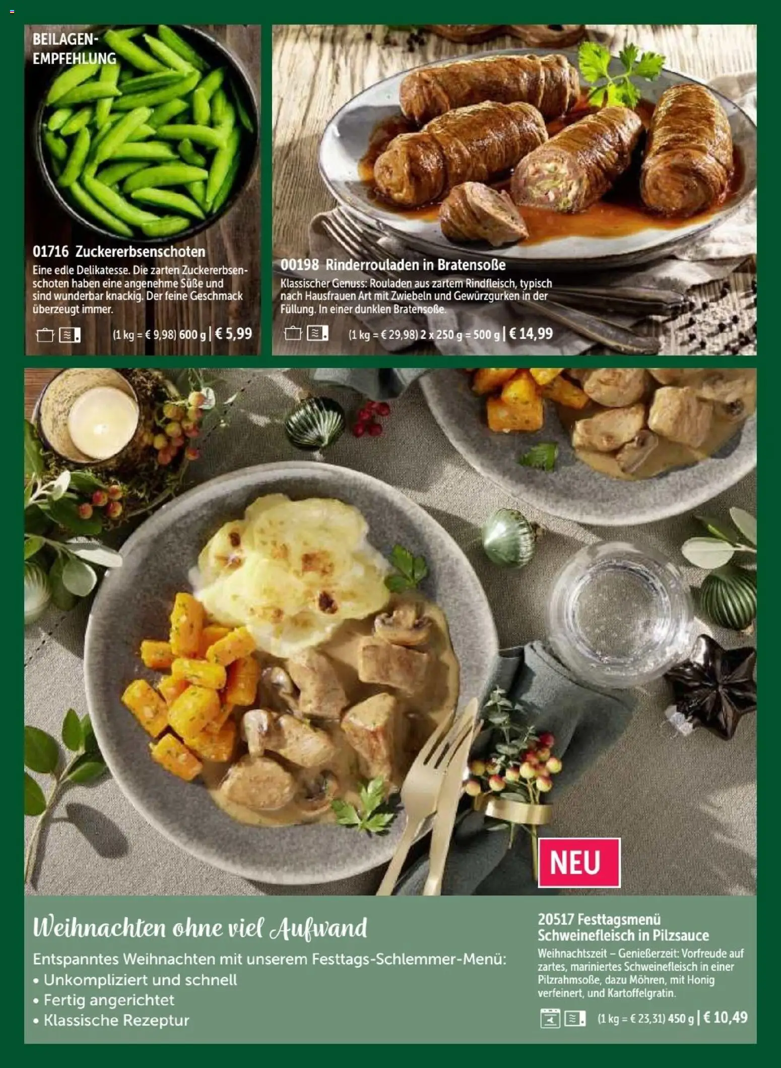 Bofrost Weihnachten 2025 – gültig ab 23.10.2025 | Seite: 15 | Produkte: Rinderrouladen, Zwiebeln, Schweinefleisch