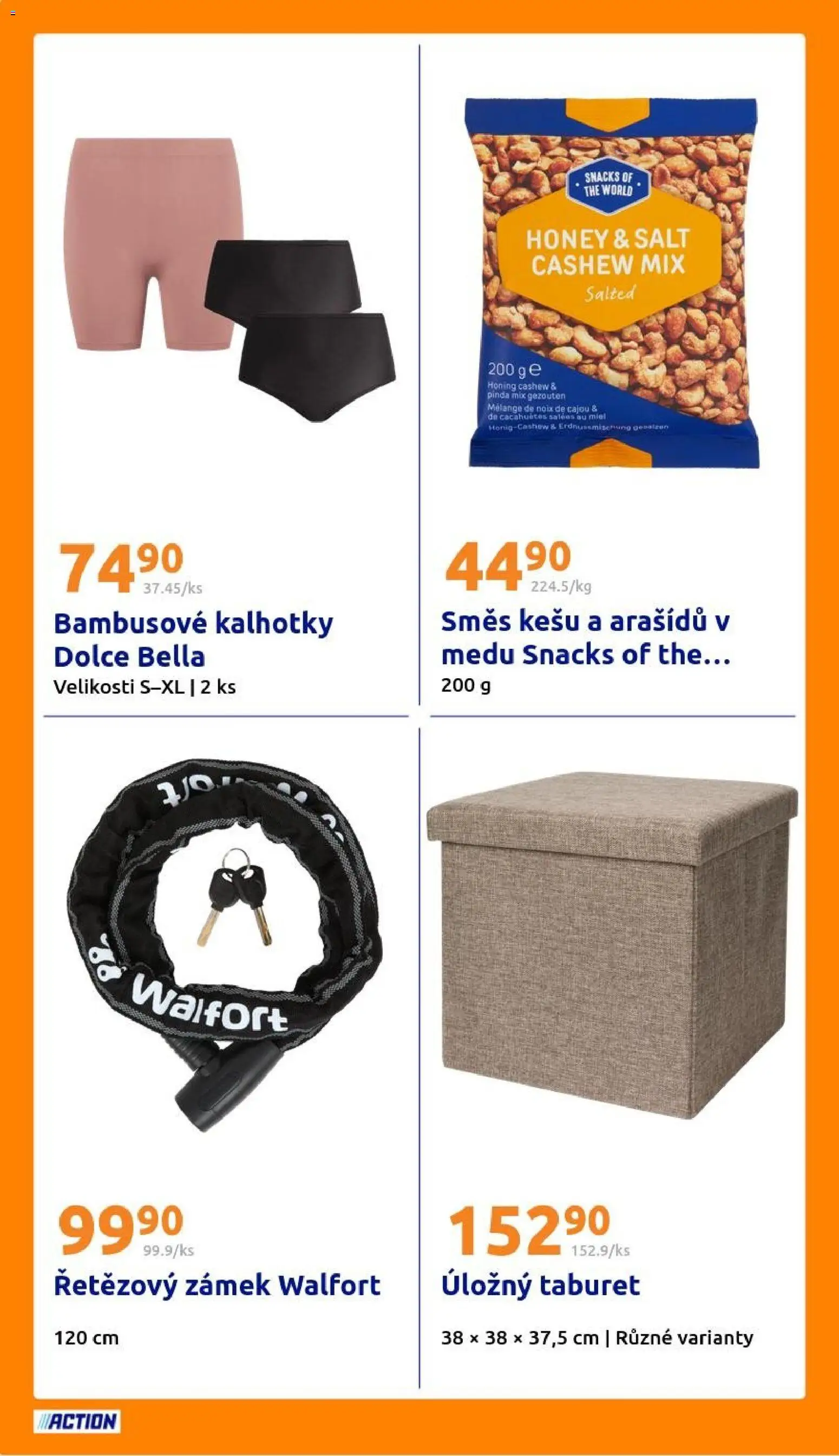Action leták od 08.04.2026 | Strana: 18 | Produkty: Kešu, Kalhotky, Taburet
