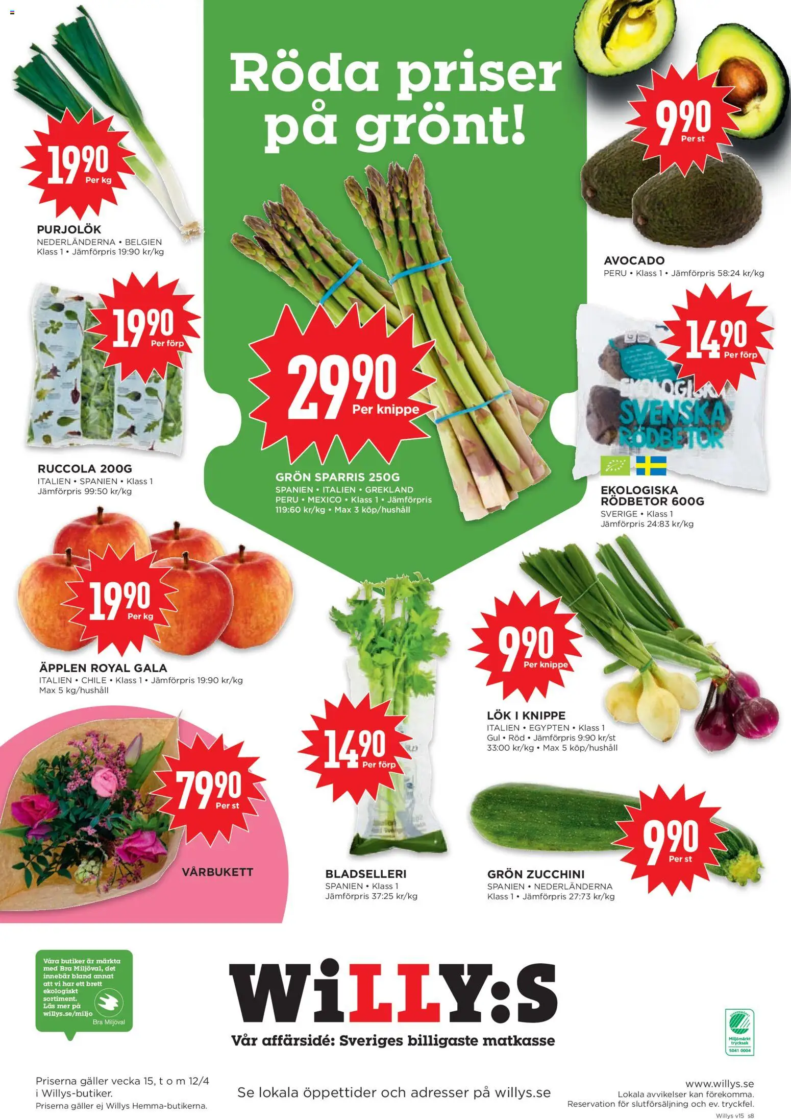 Willys reklamblad aktuell från 06.04.2026 | Sida: 8 | Produkter: Avocado, Galler, Sparris, Ruccola