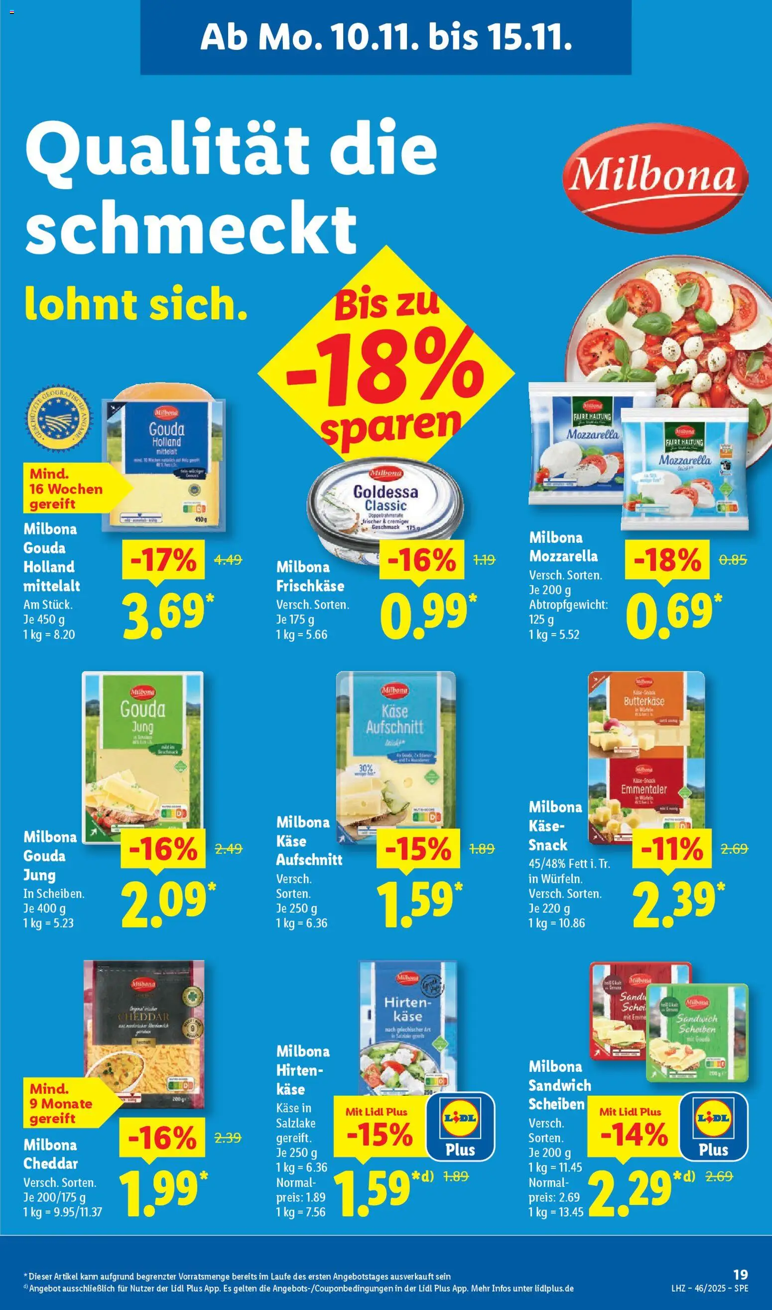 Lidl Prospekt Gundelsheim – gültig ab 10.11.2025 | Seite: 29 | Produkte: Käse, Mozzarella, Gouda, Frischkase
