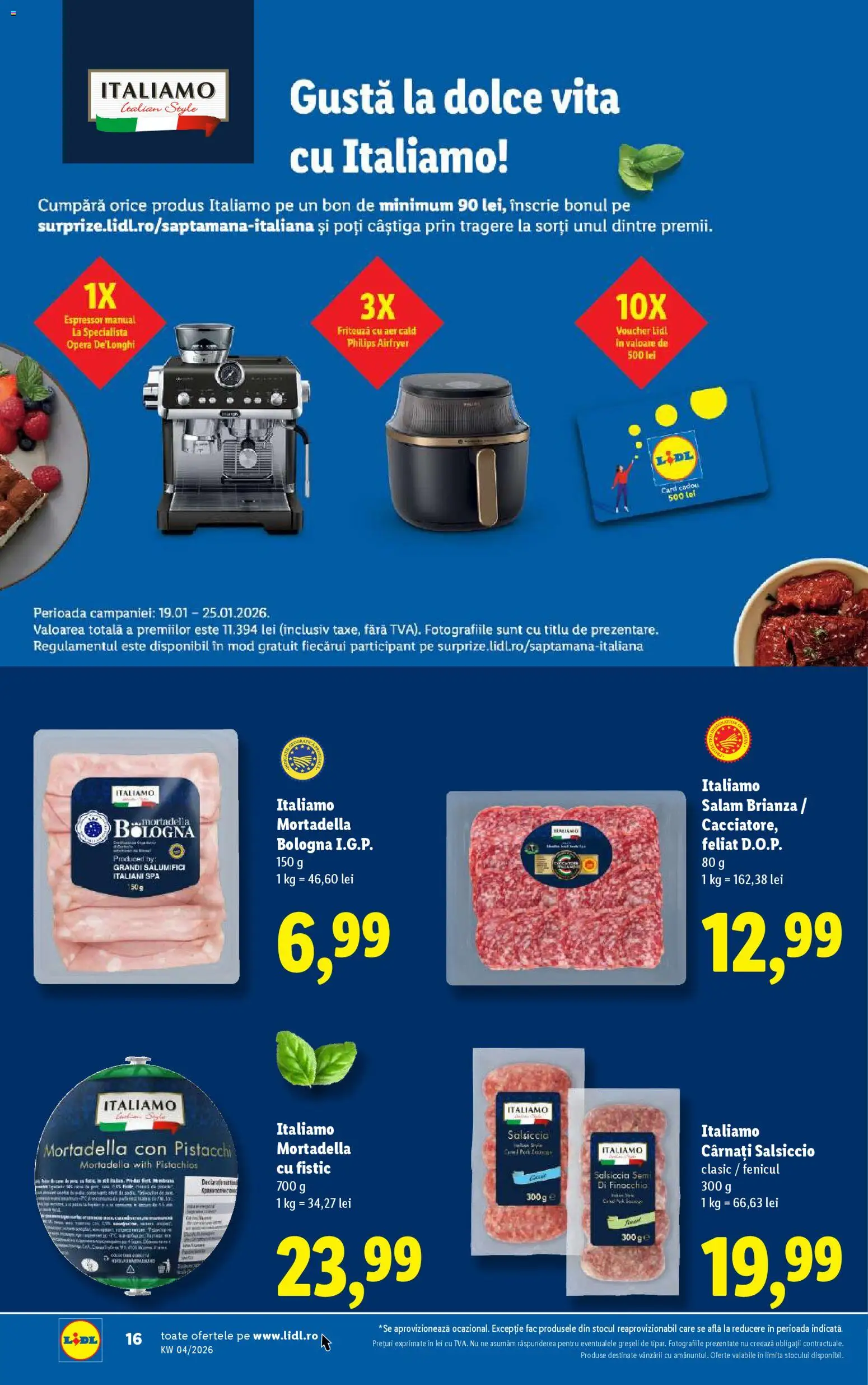 Noul catalog Lidl – valabil de la 19.01.2026 | Pagină: 16 | Produse: Delgeç, Espressor, Kanca, Cârnați
