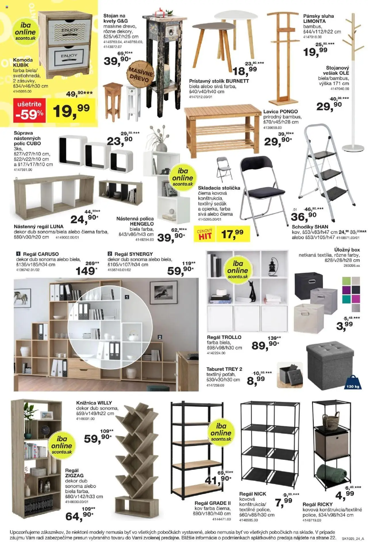 Sconto nábytok leták │ platný od 06.08.2025 | Strana: 24 | Produkty: Regál, Knižnica, Vešiak, Taburet