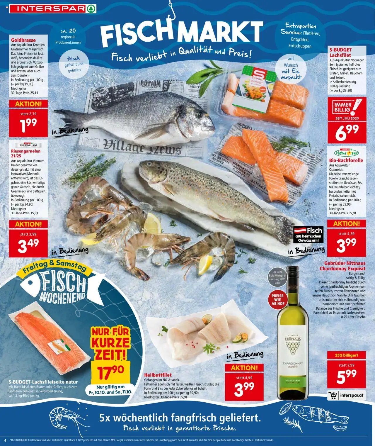 Interspar Flugblatt - Vorarlberg gültig ab 09.10.2025 | Seite: 4 | Produkte: Pasta, Eis, Fisch