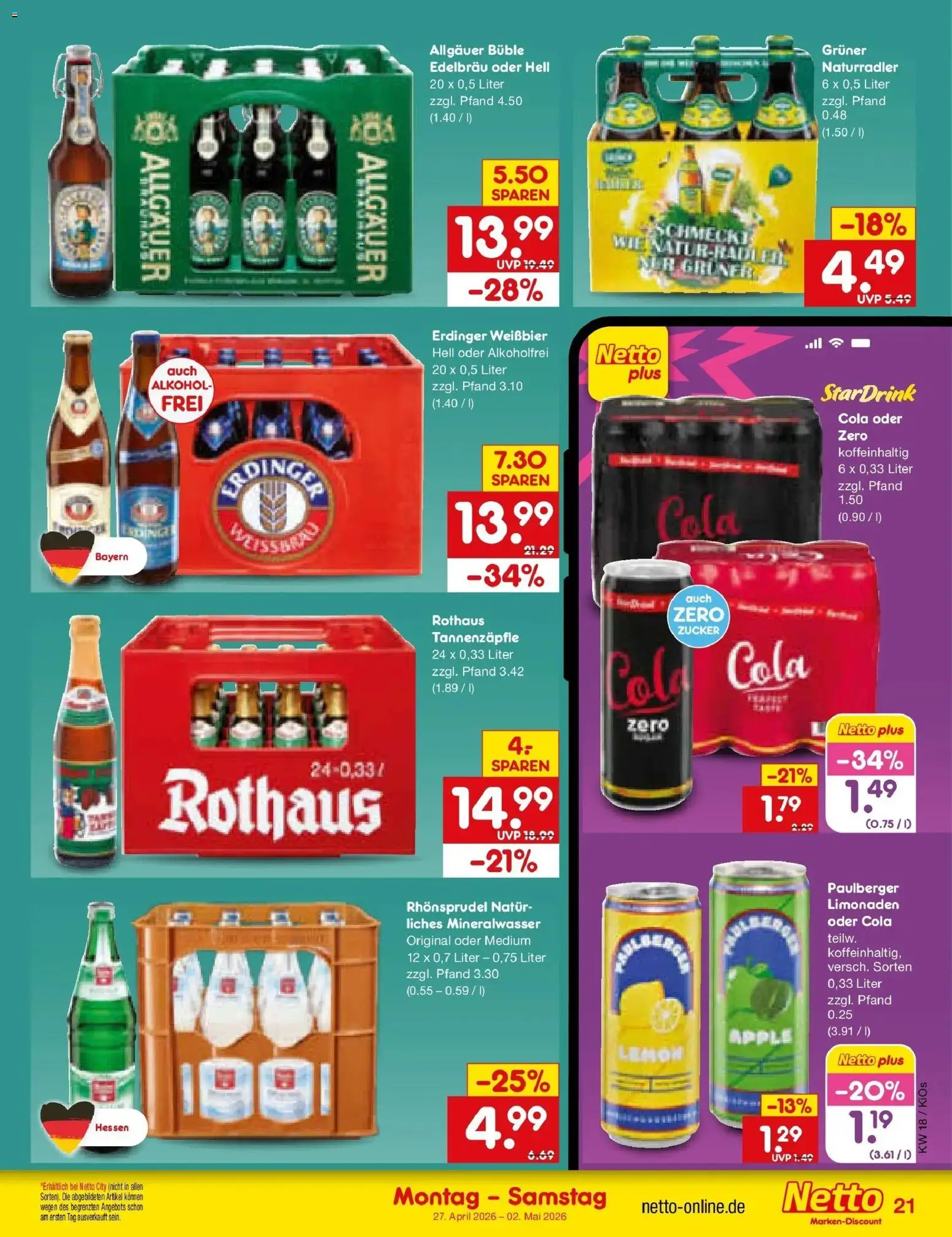 Netto Marken-Discount Prospekt Mistelbach	 – gültig ab 27.04.2026 | Seite: 25 | Produkte: Erdinger, Cola, Apple, Zucker