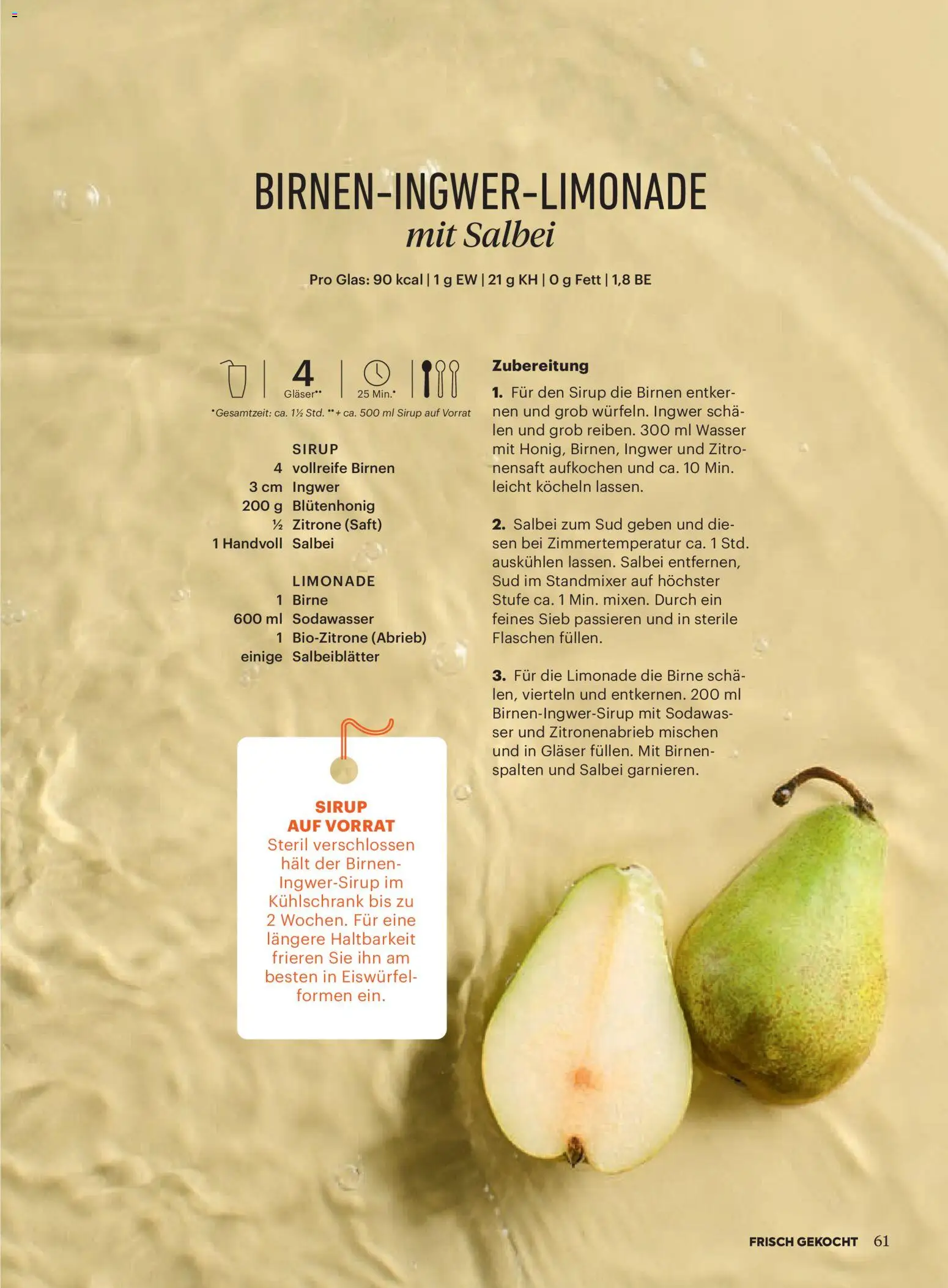 Billa Frisch Gekocht gültig ab 01.05.2026 | Seite: 61 | Produkte: Wasser, Zitrone, Birne, Saft