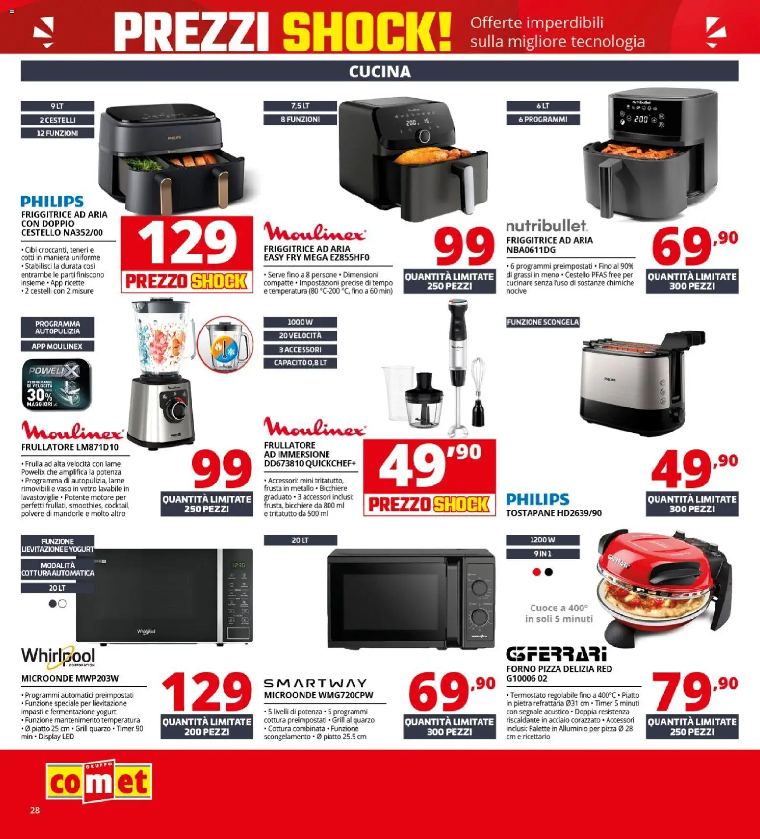 Volantino Comet del 23.04.2026 | Pagina: 28 | Prodotti: Microonde, Friggitrice ad aria, Frullatore, Friggitrice