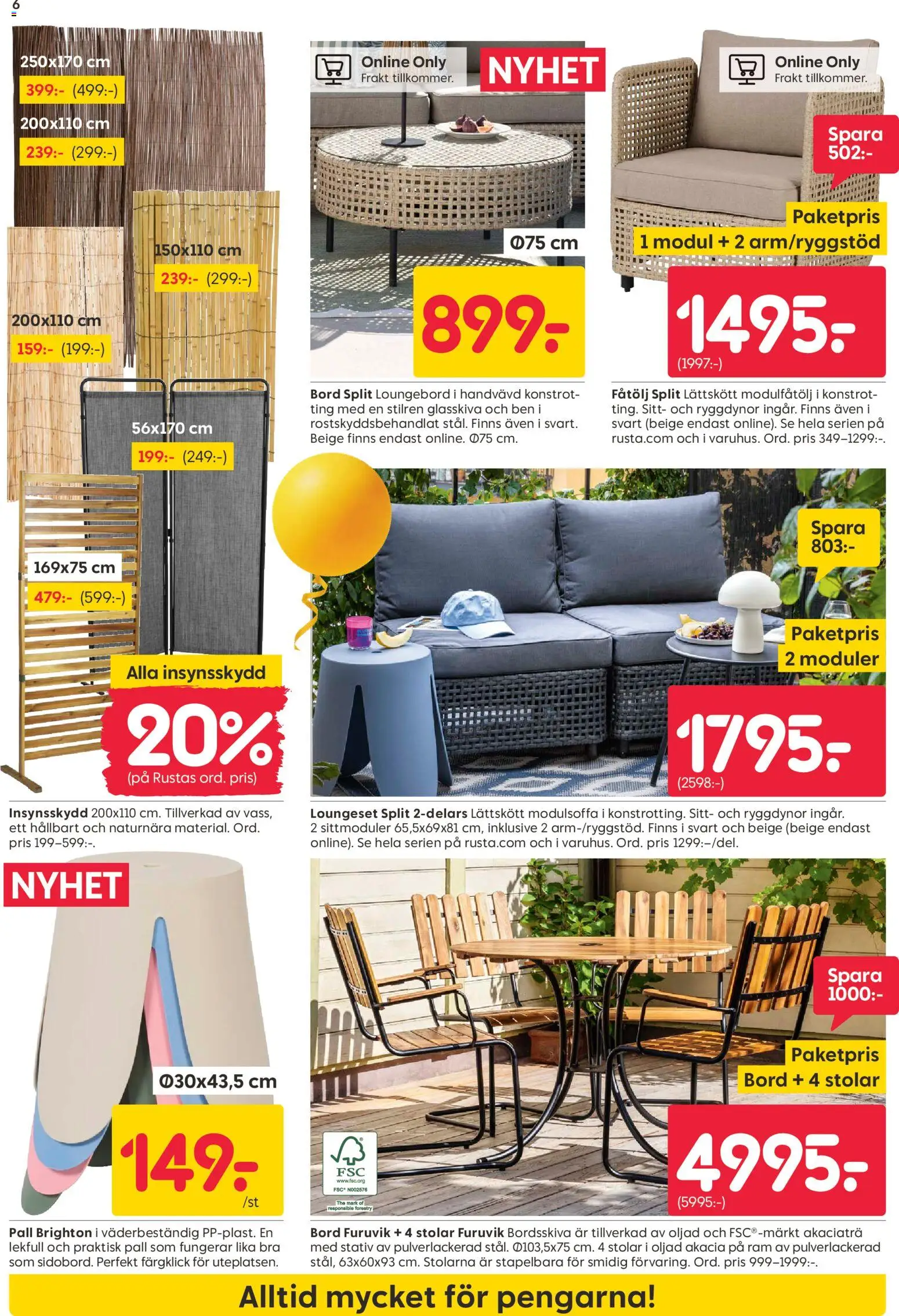 Rusta reklamblad aktuell från 13.04.2026 | Sida: 6 | Produkter: Pall, Fåtölj, Bord