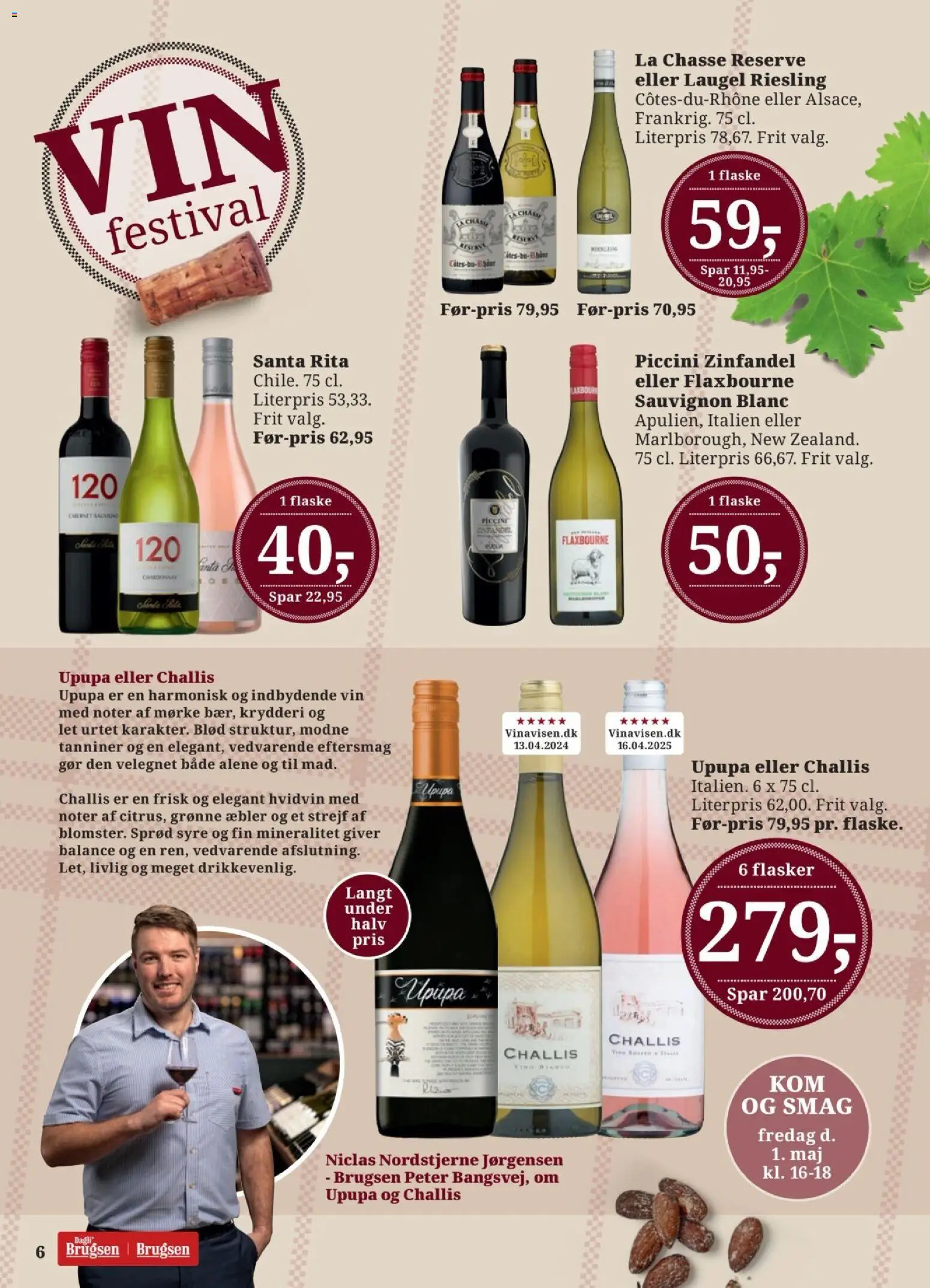 Dagli'Brugsen tilbudsavis – gyldig fra 24.04.2026 | Side: 6 | Produkter: Vin, Æbler