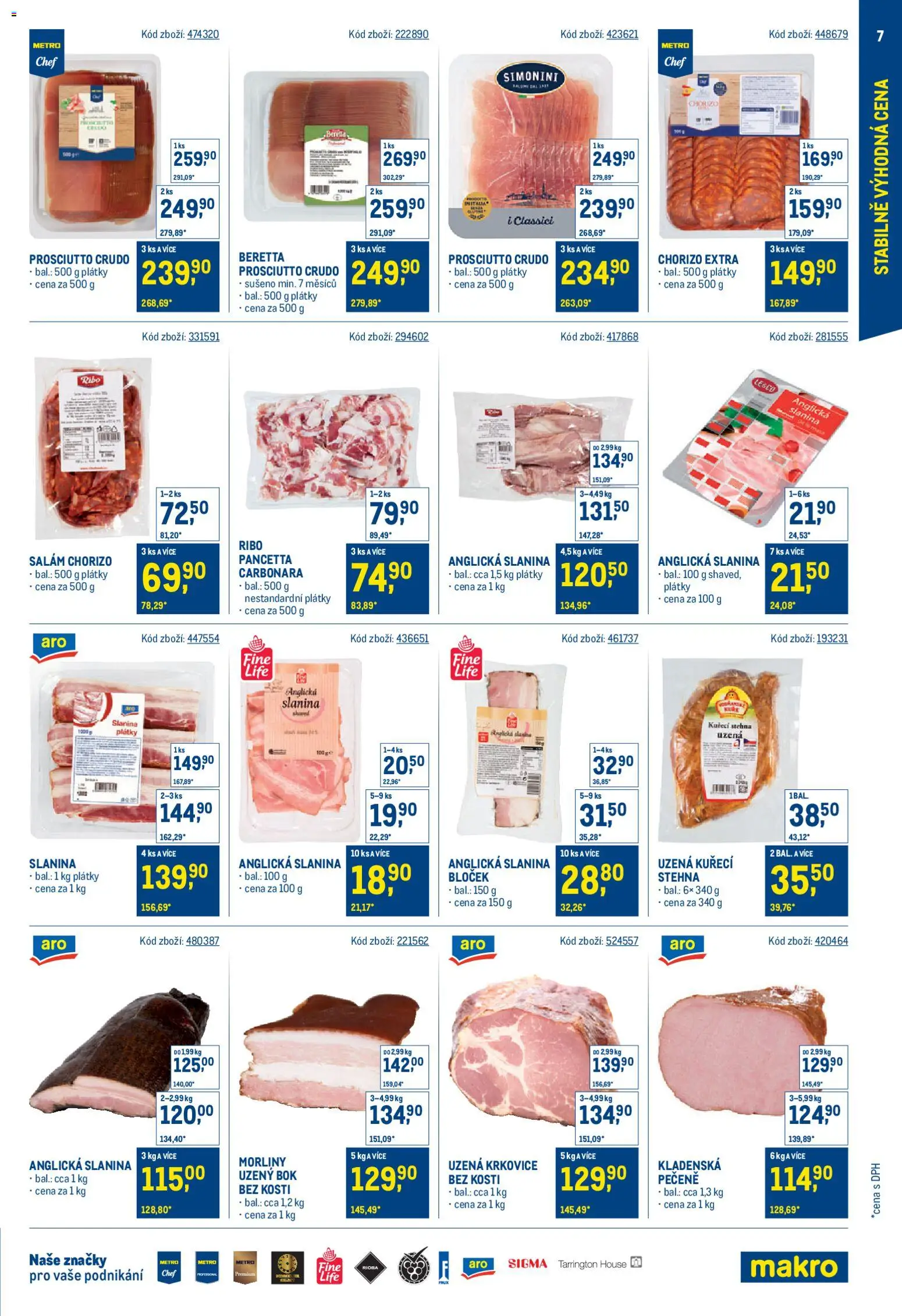 Makro leták - Stabilně výhodná cena od 28.01.2026 | Strana: 7 | Produkty: Salám, Slanina, Crudo, Uzená krkovice
