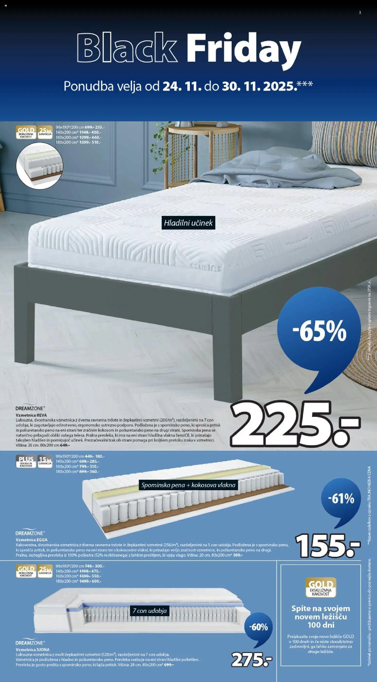 Novi JYSK katalog ponudbe – veljaven od 24.11.2025 | Stran: 3 | Izdelki: Ležišče, Vzmetnica, Prevleka