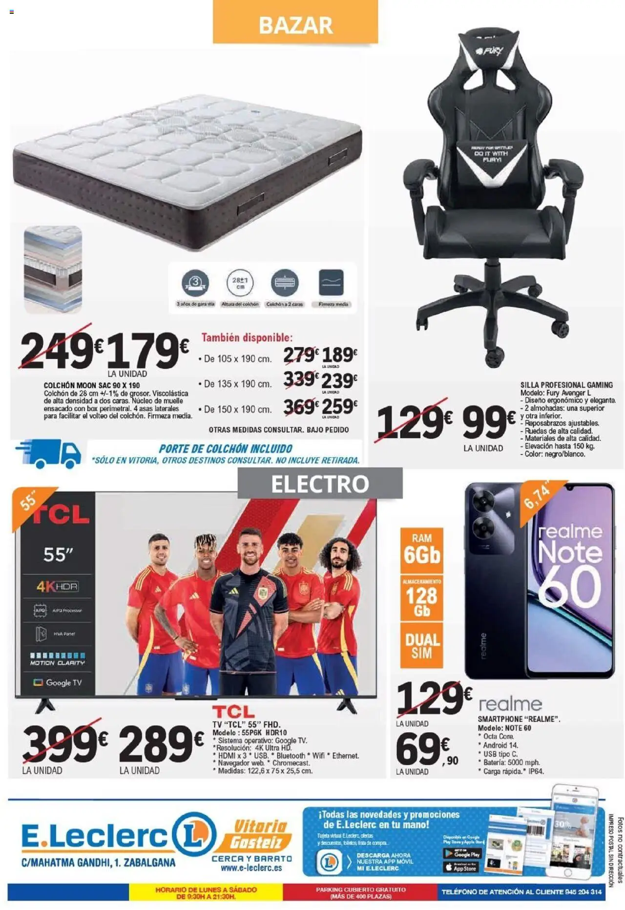 E.Leclerc folleto │ válido desde el 20.08.2025 | Página: 12 | Productos: Smartphone, Apple, Colchon, Silla