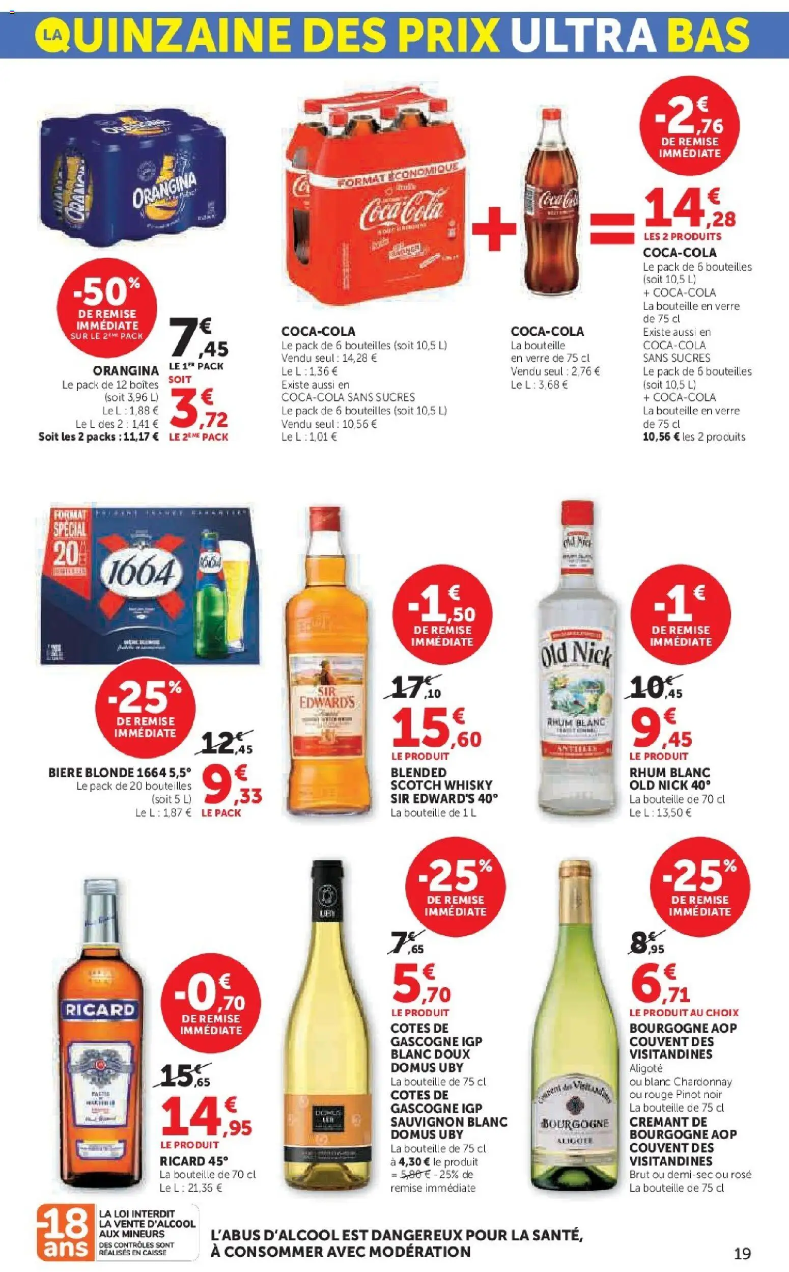 {H1} | Page: 19 | Produits: Biere blonde 1664, Ricard, Rhum, Crémant