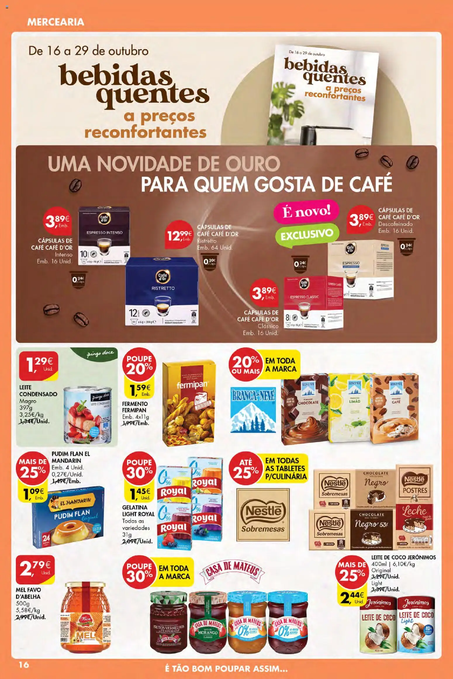 Pingo Doce Poupe Esta Semana Açores │ válido de 23.10.2025 | Página: 16 | Produtos: Leite condensado, Leite, Nestlé, Café