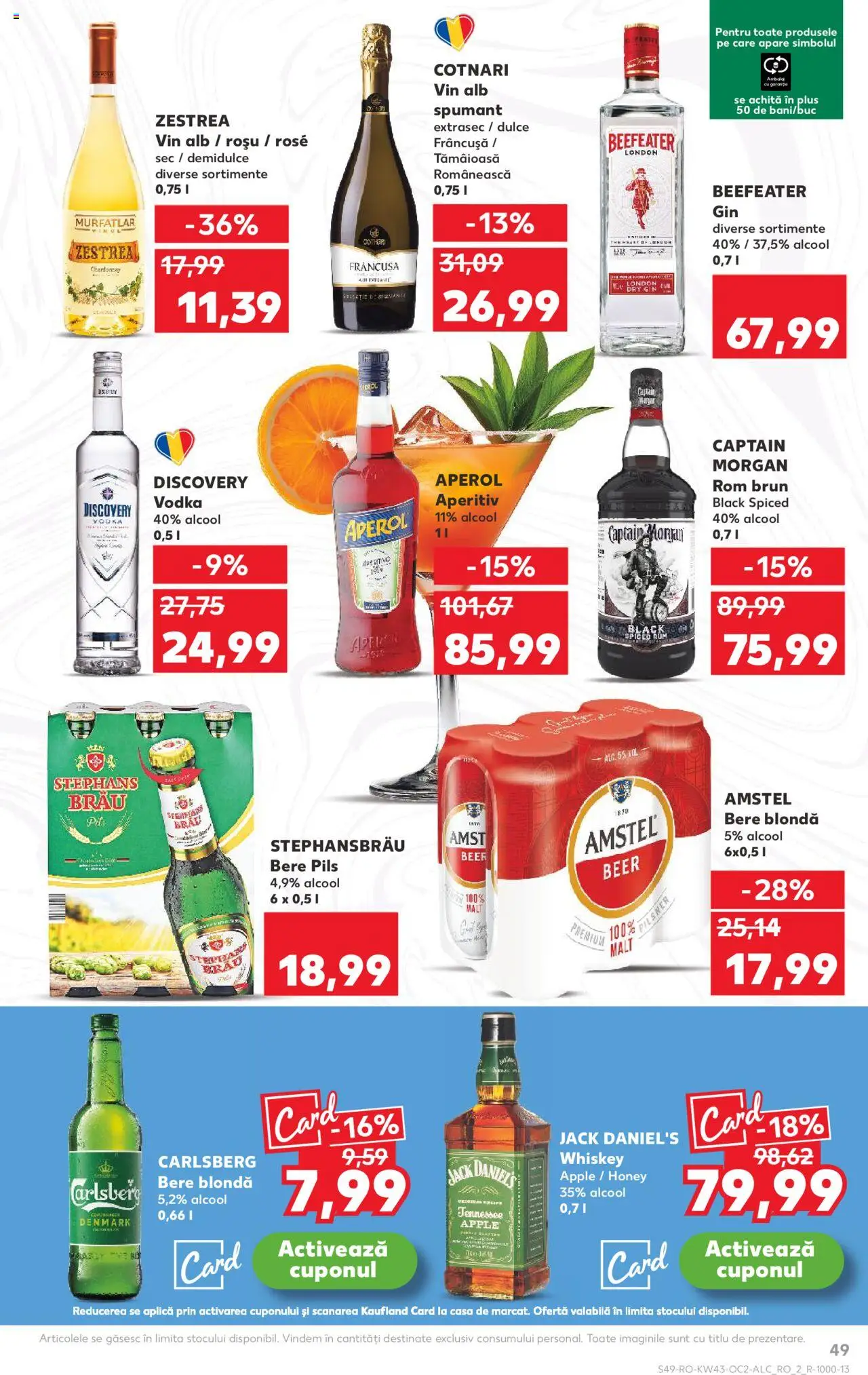 Noul catalog Kaufland – valabil de la 22.10.2025 | Pagină: 49 | Produse: Vin, Bere, Rom, Aperol