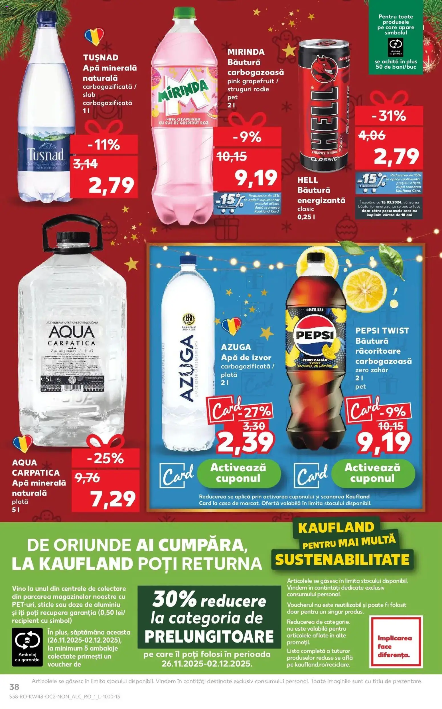 Noul catalog Kaufland – valabil de la 26.11.2025 | Pagină: 38 | Produse: Yazı tahtası kalemi, Suc, Apă, Zahăr