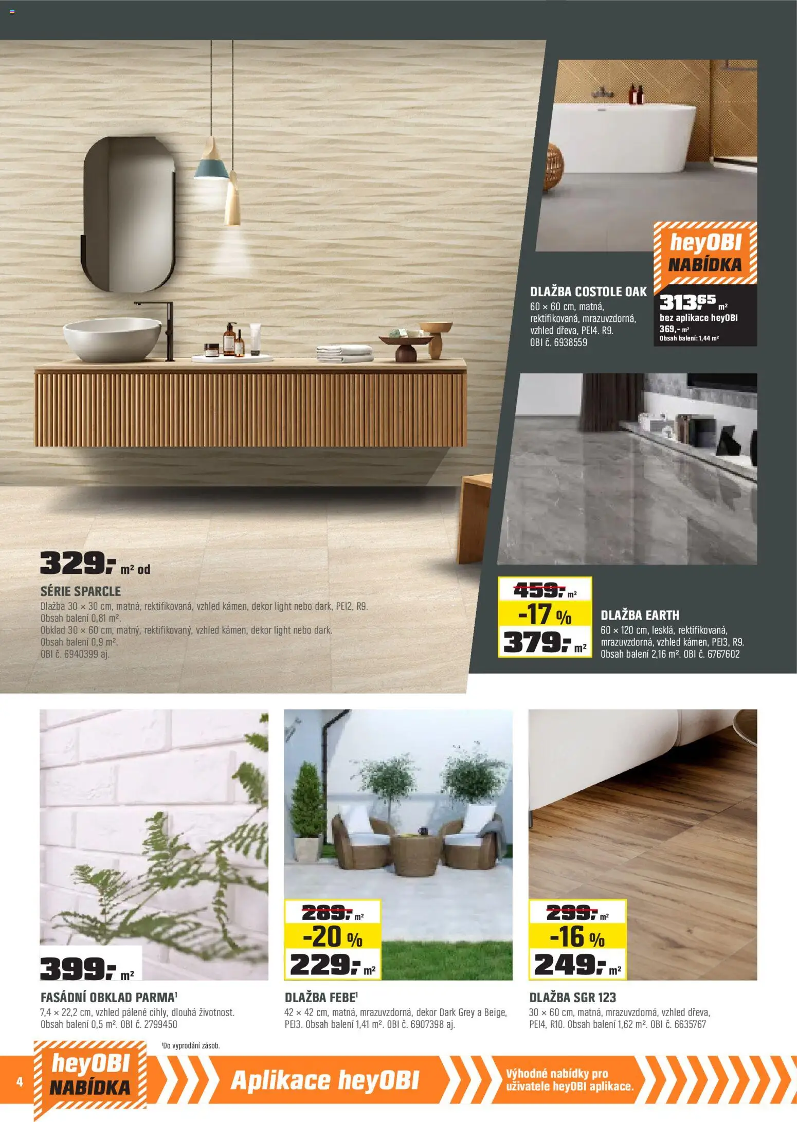 OBI leták - Králův Dvůr, Plzeň,Trmice  od 01.12.2025 | Strana: 4 | Produkty: Dlažba