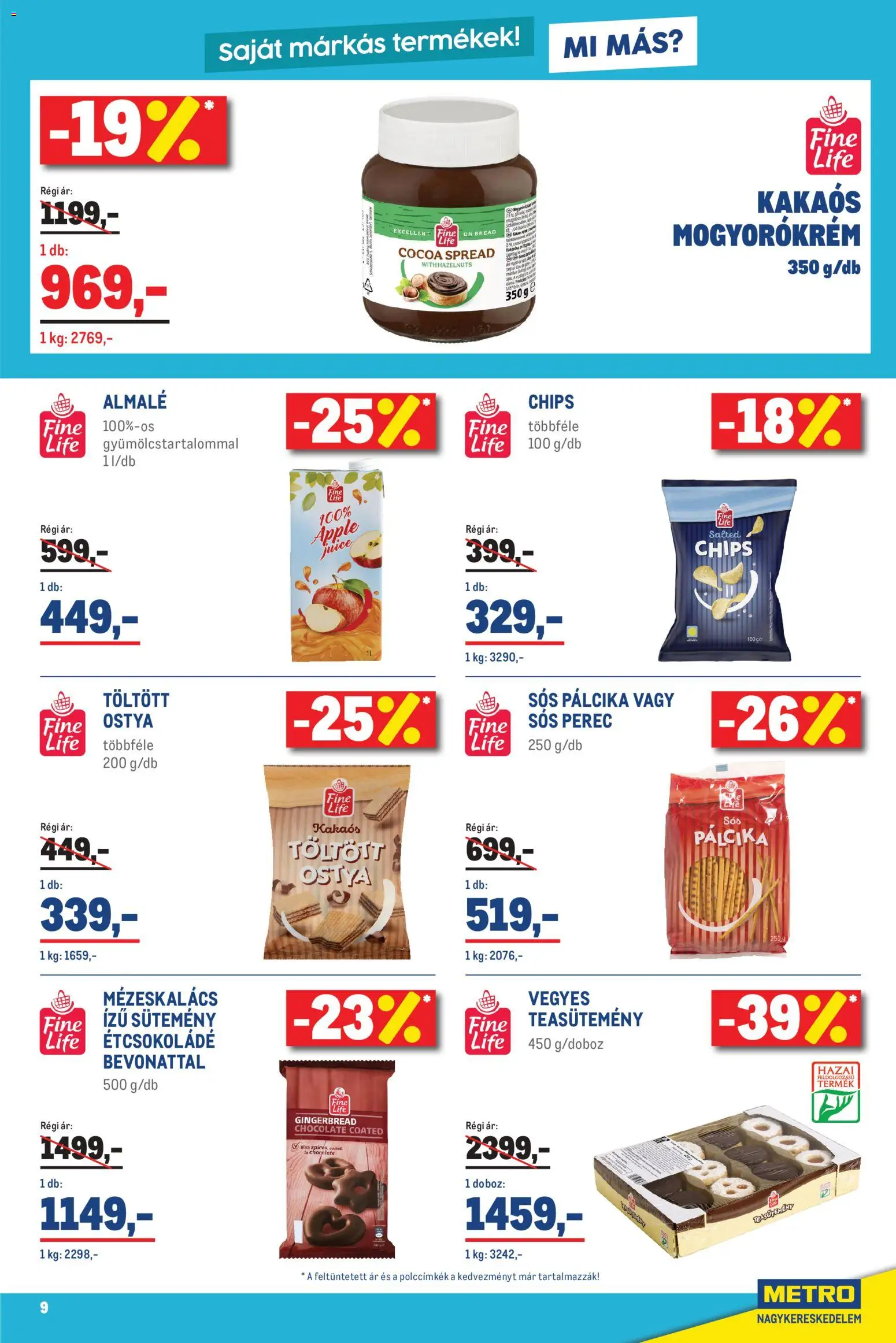 Metro akciós ujság - amely érvényes a következő dátumtól: 01.03.2026 | Oldal: 9 | Termékek: Chips, Mézeskalács, Sós pálcika, Almalé