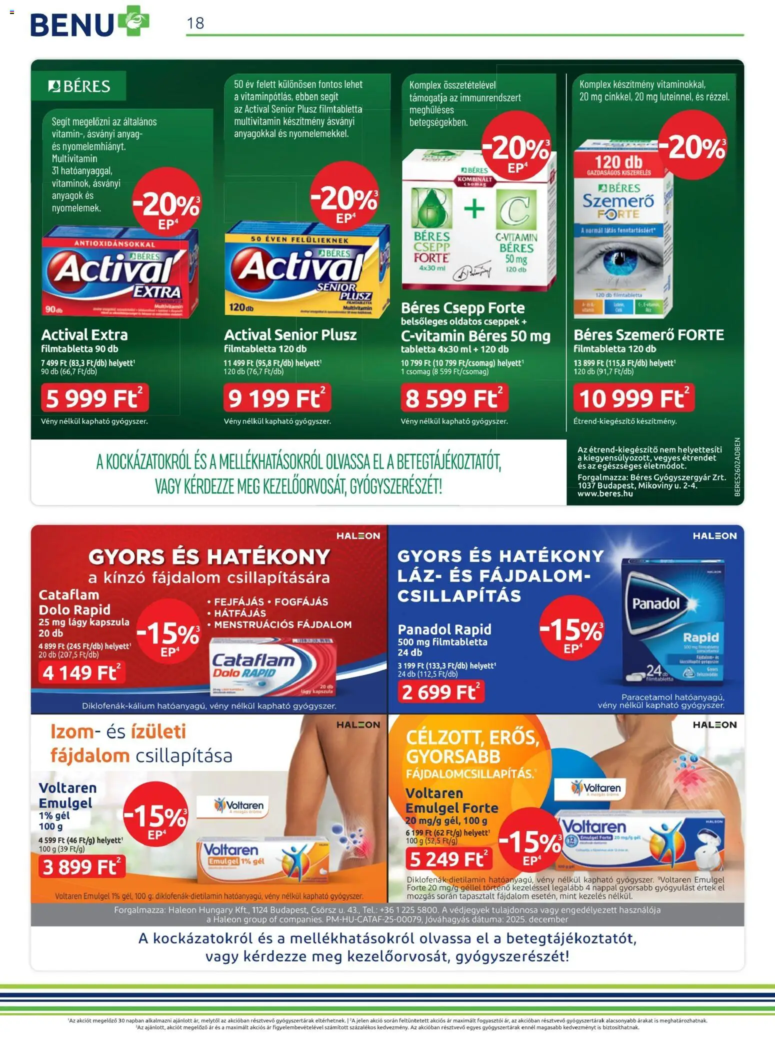 BENU Gyógyszertárak akciós ujság - amely érvényes a következő dátumtól: 01.02.2026 | Oldal: 18 | Termékek: Béres csepp, Multivitamin
