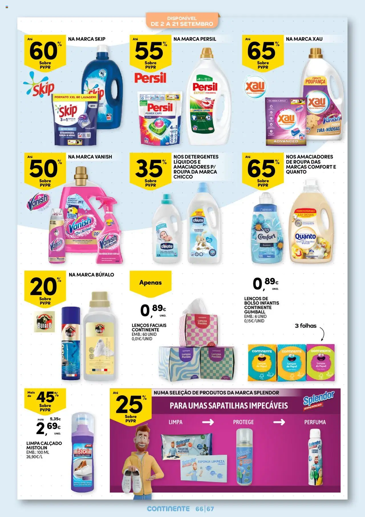 Continente - Regresso às Aulas: Regressamos com tudo │ válido de 12.08.2025 | Página: 67 | Produtos: Lenços de papel, Esponja, Persil, Sapatilhas