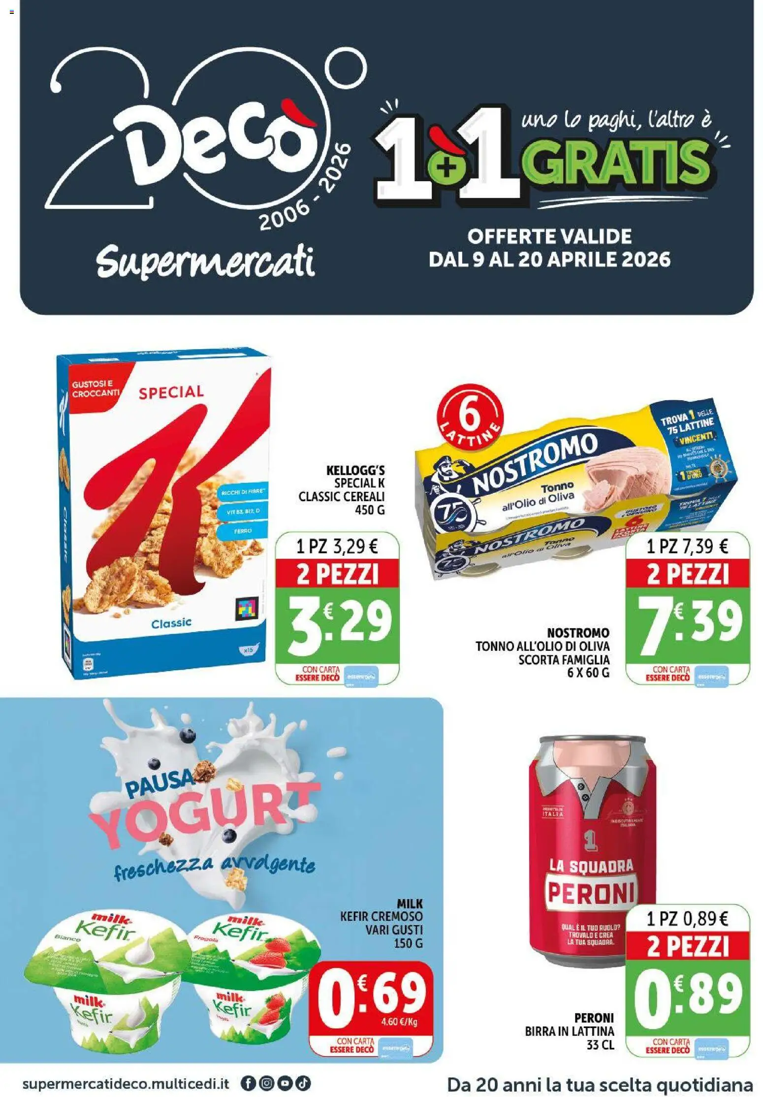 Volantino Decò del 09.04.2026 | Pagina: 1 | Prodotti: Yogurt, Birra, Fragole, Tonno