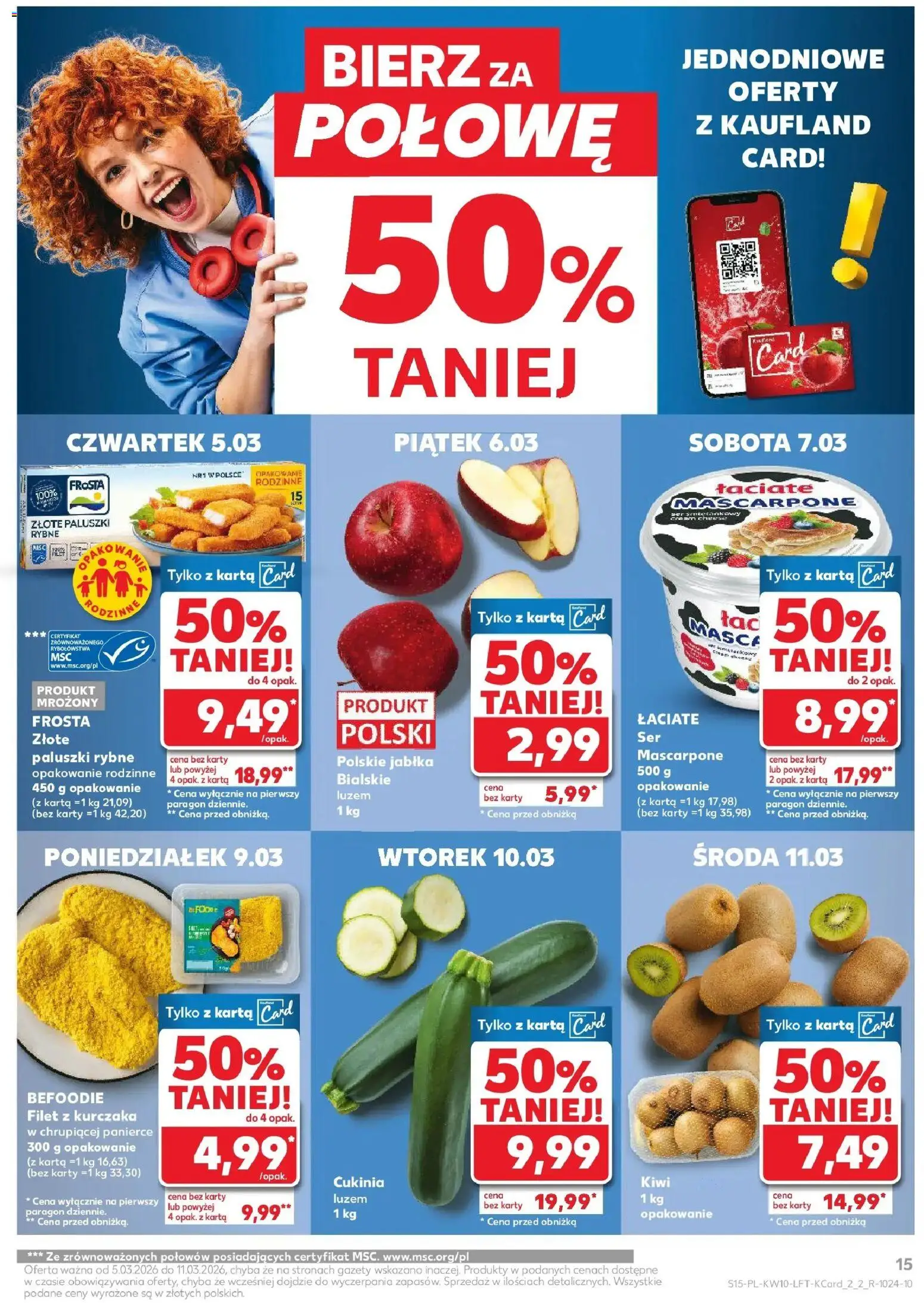 Kaufland gazetka od 05.03.2026 | Strona: 15 | Produkty: Cukinia, Mascarpone, Paluszki, Kiwi
