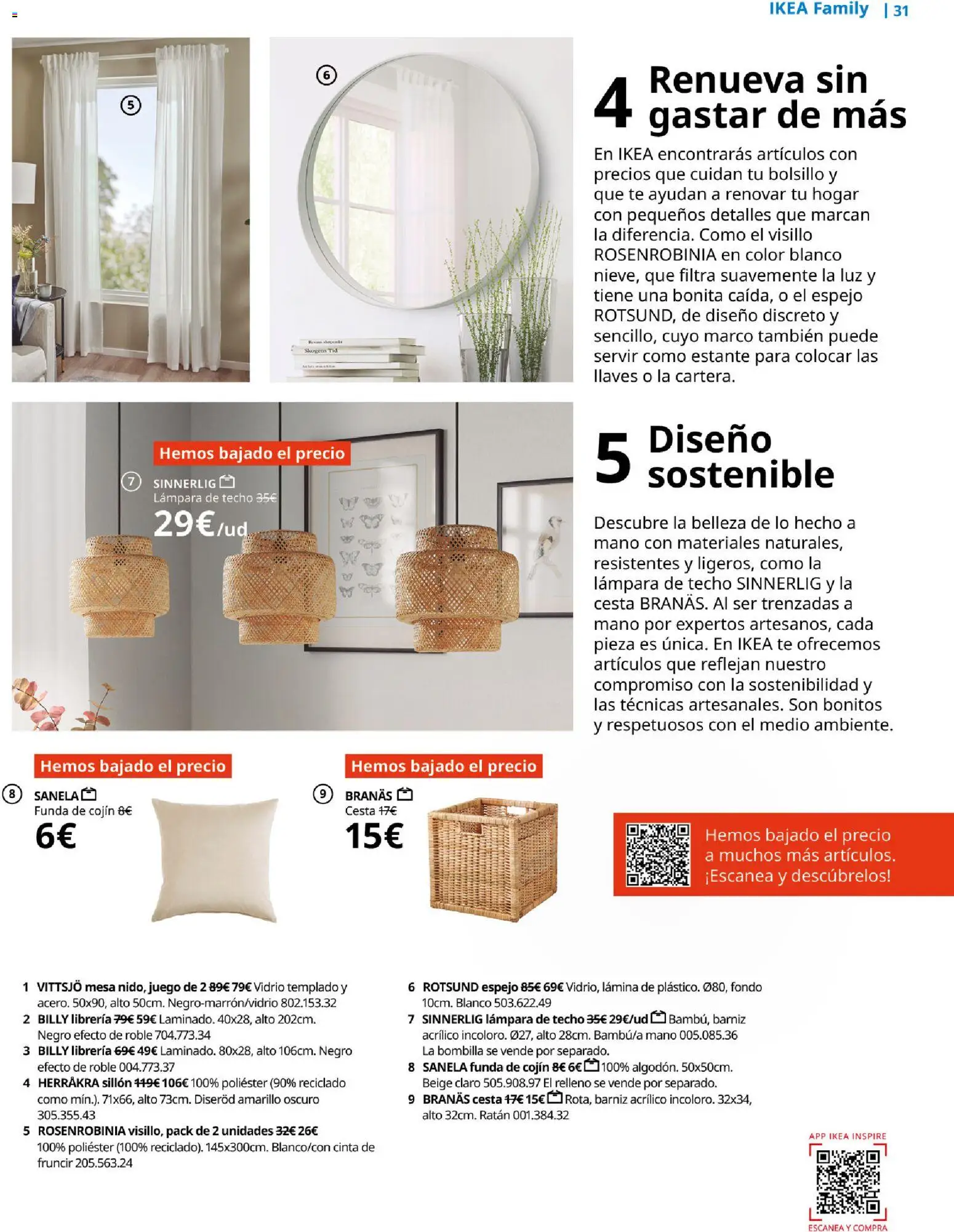 Catálogo IKEA Family │ válido desde el 01.04.2026 | Página: 31 | Productos: Lámpara de techo, Funda, Marco, Lámpara