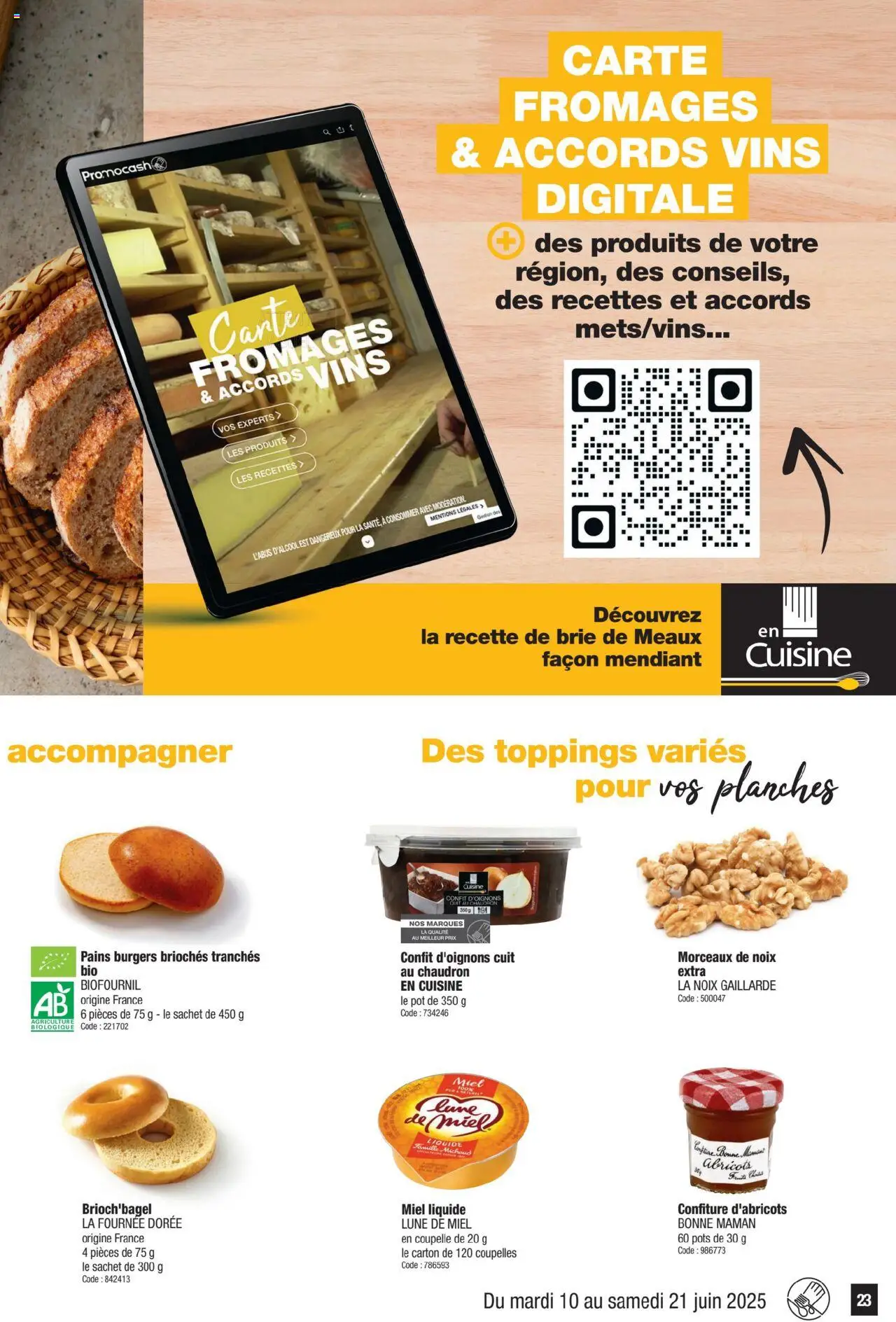  | Page: 23 | Produits: Confiture Bonne Maman, Miel, Brie, Noix