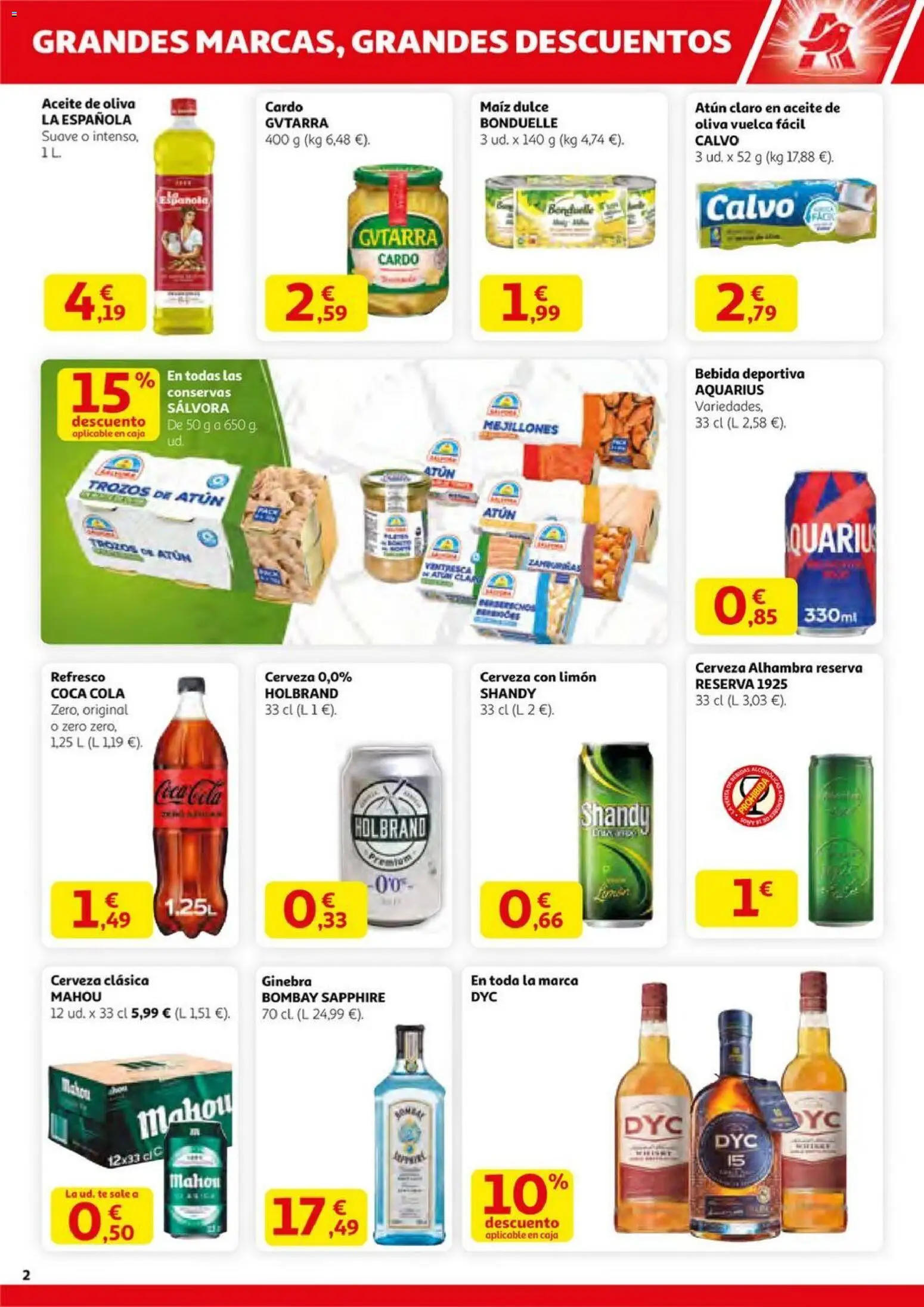 Alcampo - SM Madrid │ válido desde el 23.10.2025 | Página: 2 | Productos: Cerveza, Ginebra, Té, Atún claro