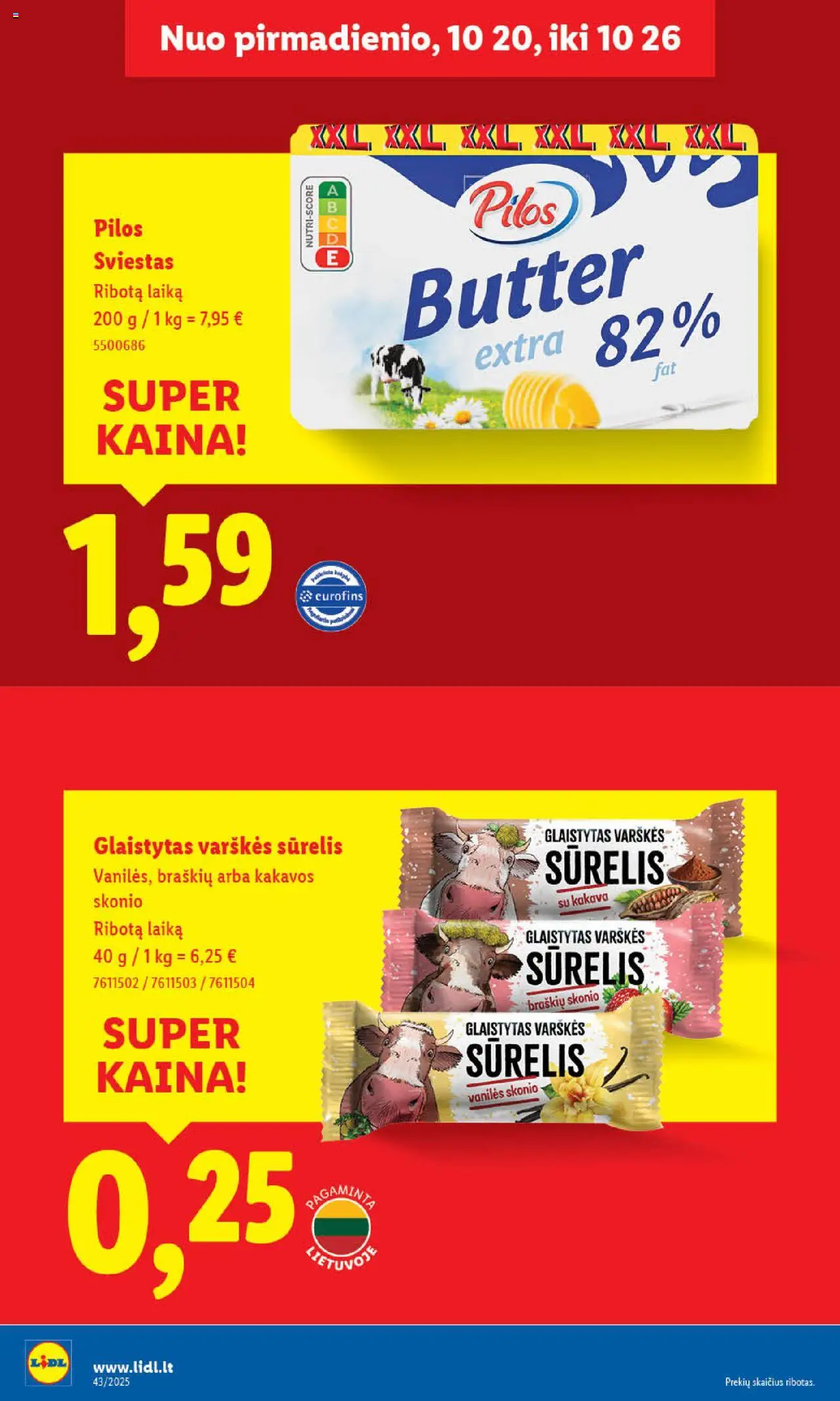 LIDL akcijos nuo 20.10.2025 | Puslapis: 30 | Prekių: Sūrelis, Sviestas