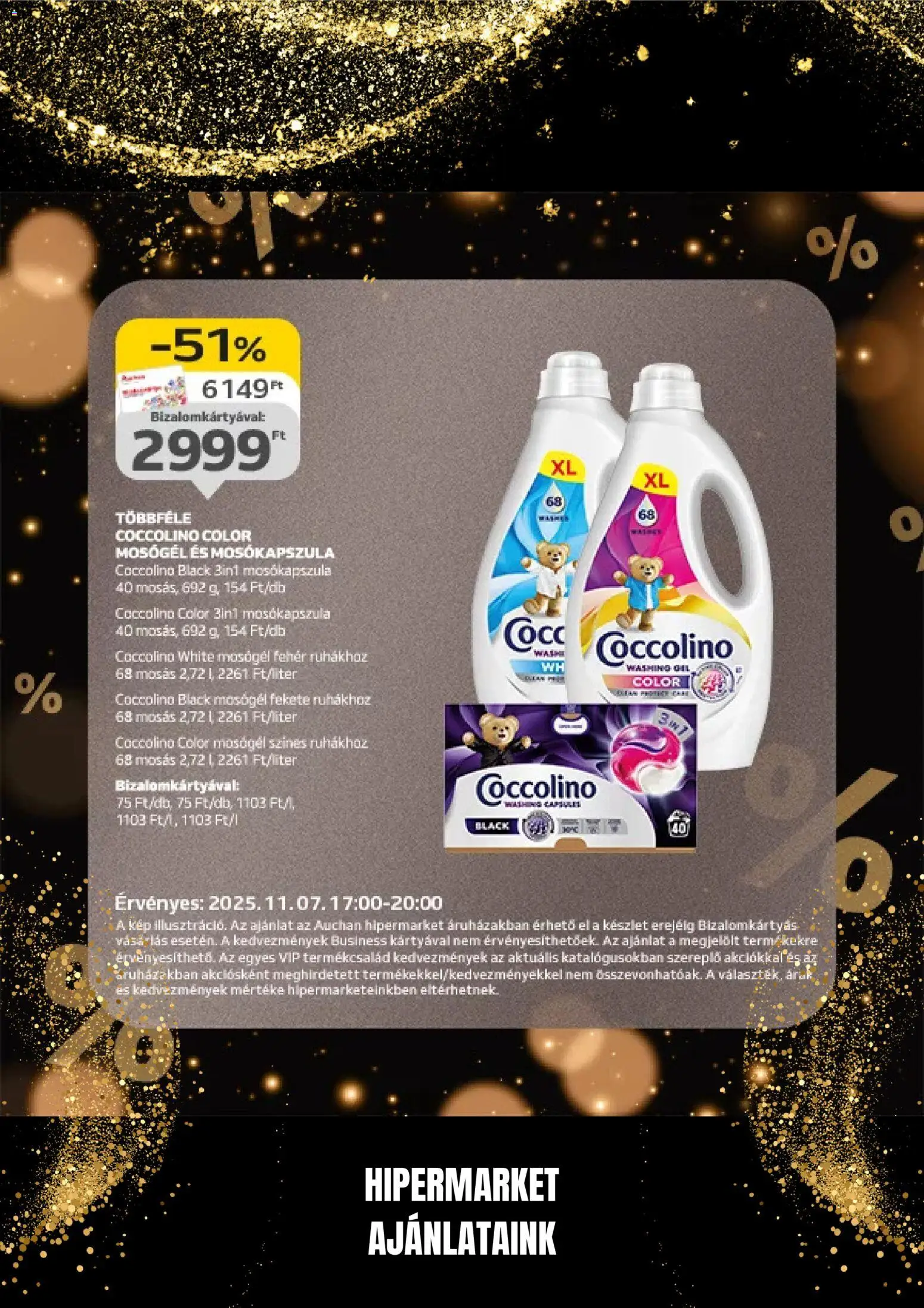 Auchan akciós ujság - amely érvényes a következő dátumtól: 07.11.2025 | Oldal: 18 | Termékek: Coccolino, Mosógél, Mosókapszula