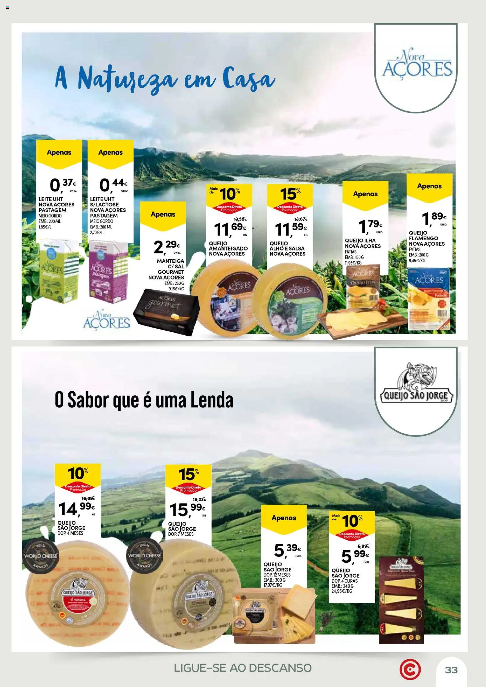 Continente Açores Momentos de pausa │ válido de 21.04.2026 | Página: 33 | Produtos: Sal, Leite, Manteiga, Queijo