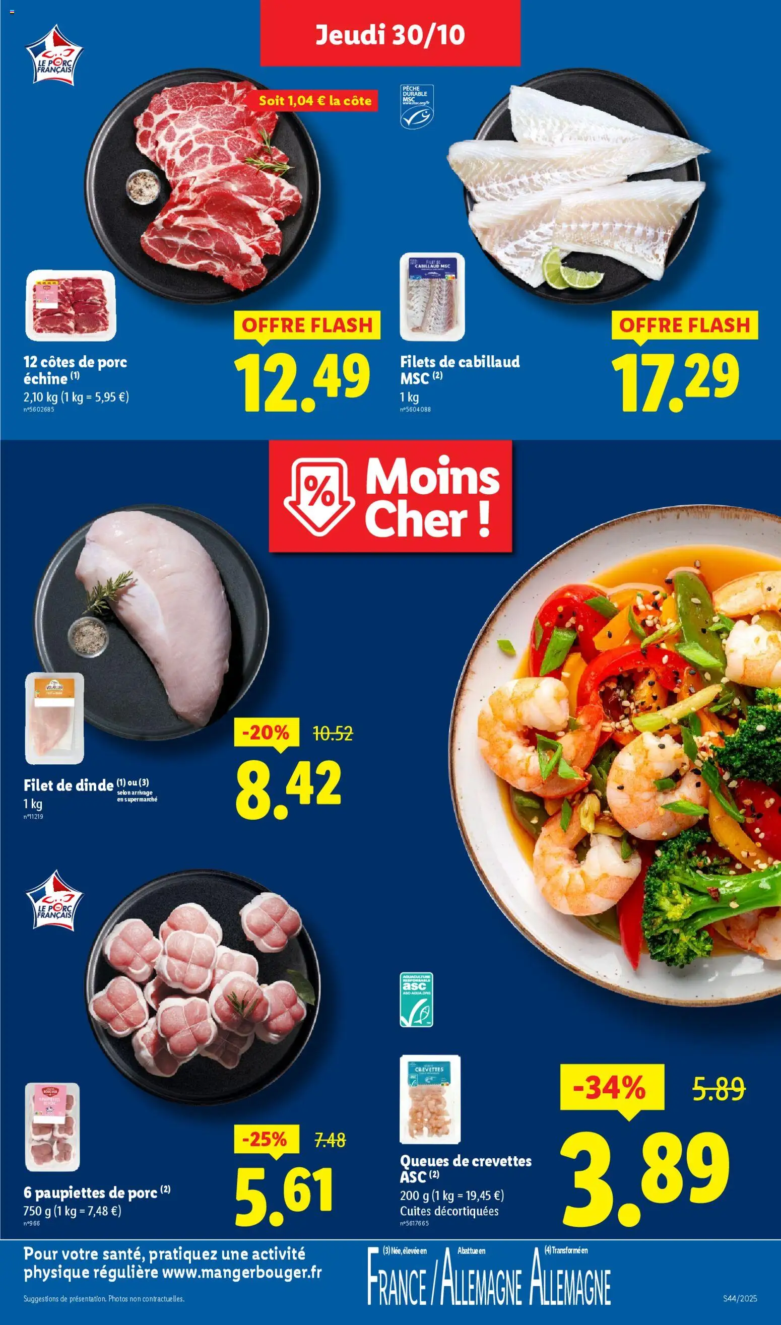 {H1} | Page: 7 | Produits: Filet de dinde, Crevettes, Ribs, Porc