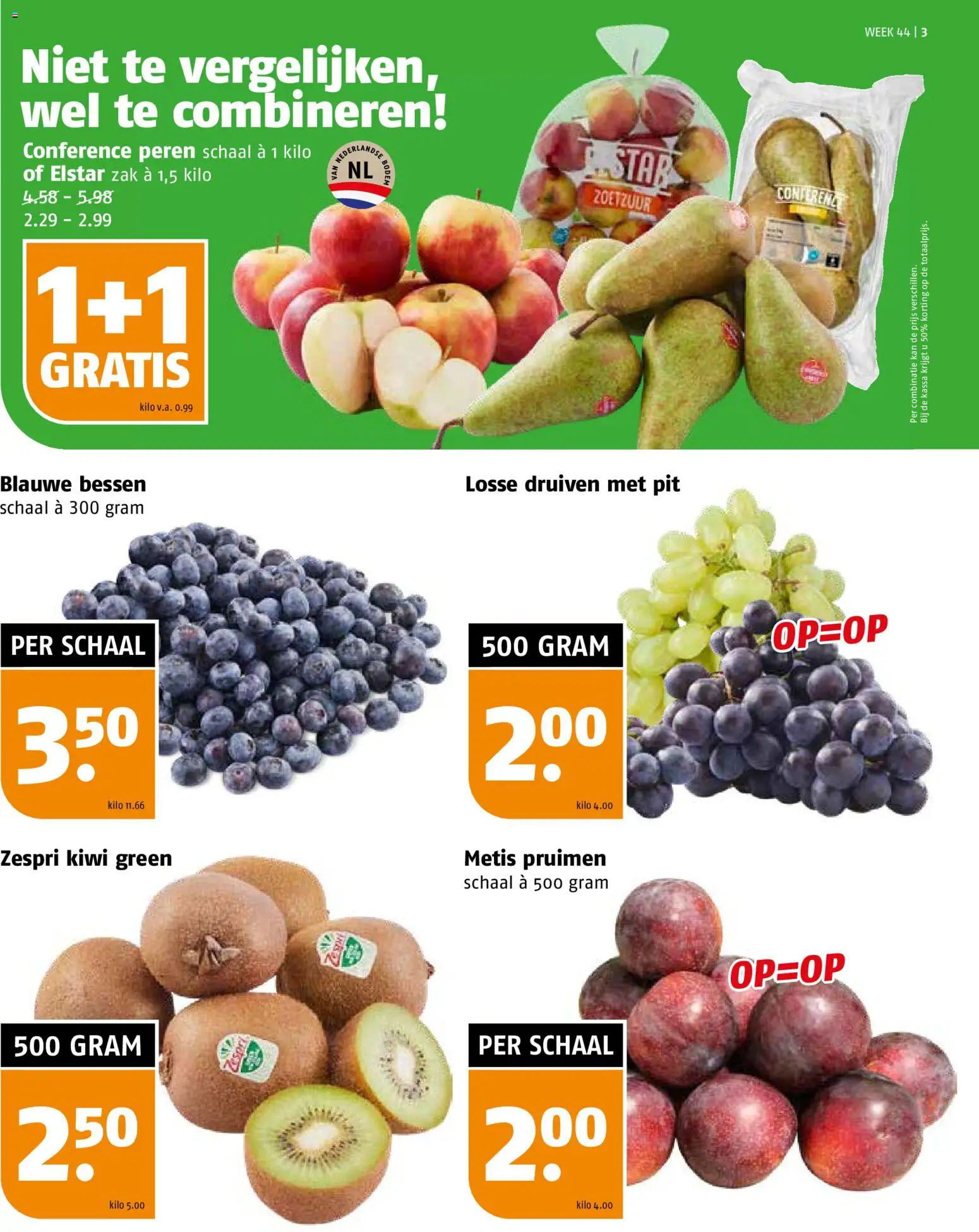 {H1} | Pagina: 3 | Producten: Kiwi, Schaal, Zak, Druiven