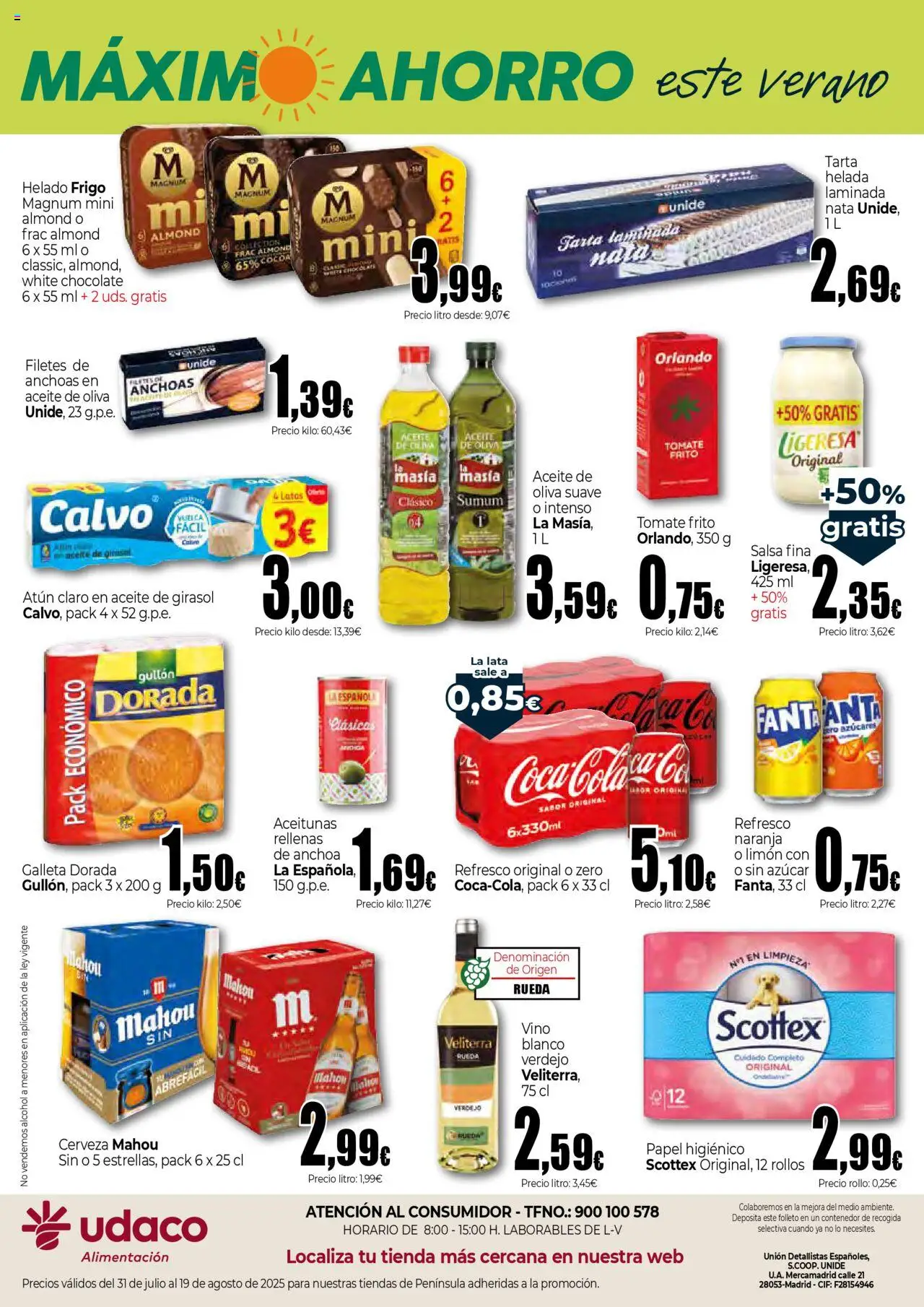 Unide - Máximo Ahorro este verano  │ válido desde el 31.07.2025 | Página: 2 | Productos: Aceite, Chocolate, Aceite de girasol, Atún claro