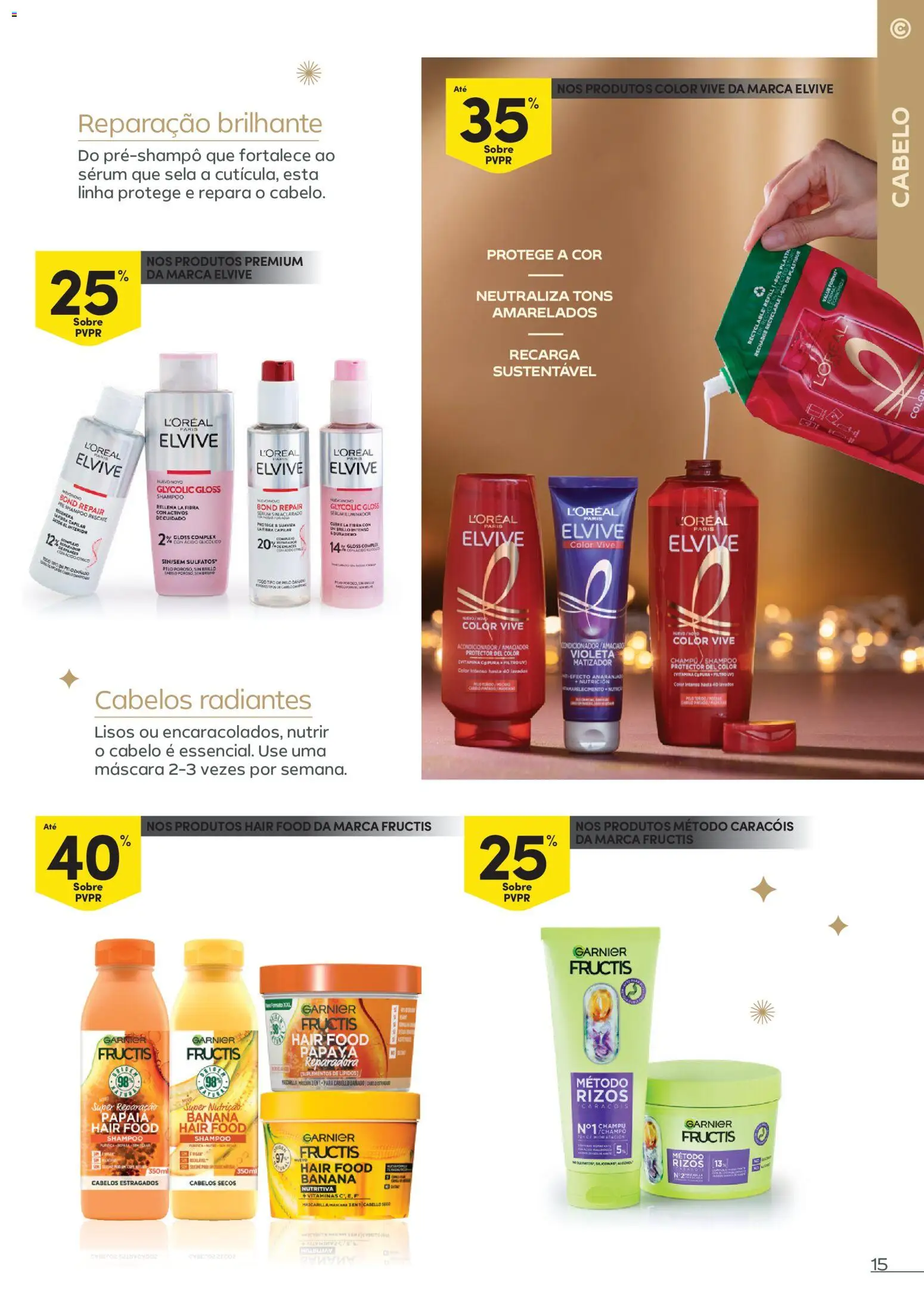 Continente - Festeje o Ano em beleza │ válido de 09.12.2025 | Página: 15 | Produtos: Gloss, Banana, Condicionador, Colar