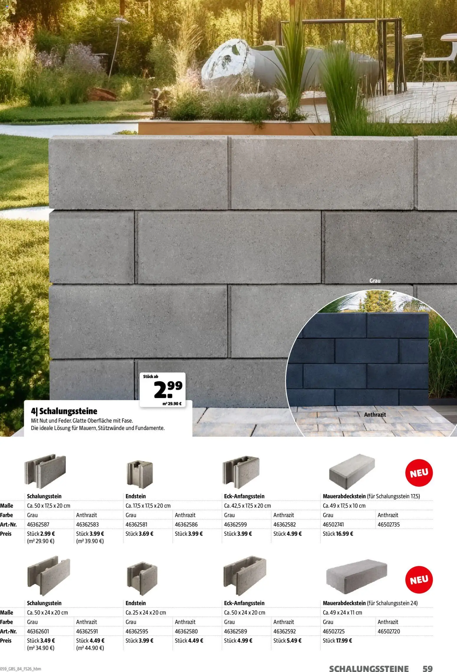 Hagebau Gartenbaustoffsortiment – gültig ab 02.03.2026 | Seite: 59