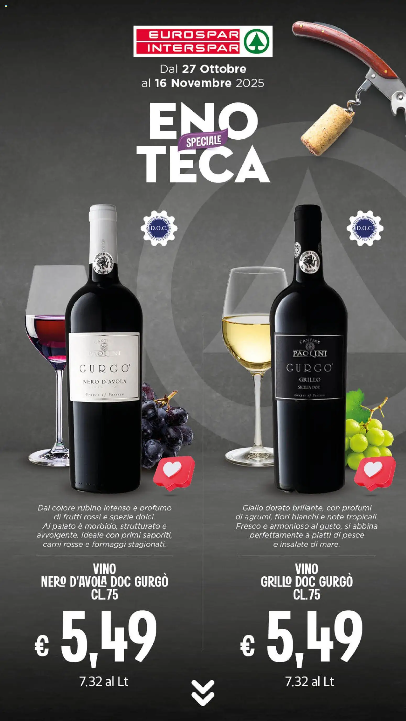 Volantino Eurospar del 27.10.2025 | Pagina: 11 | Prodotti: Pesce, Spezie, Vino, Profumo
